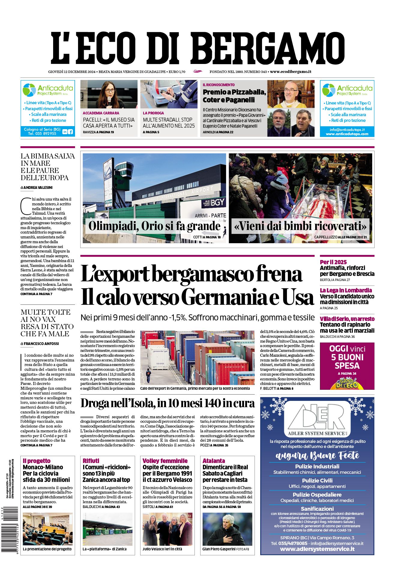 Prima-pagina-eco-di-bergamo-edizione-di-oggi-12-12-2024