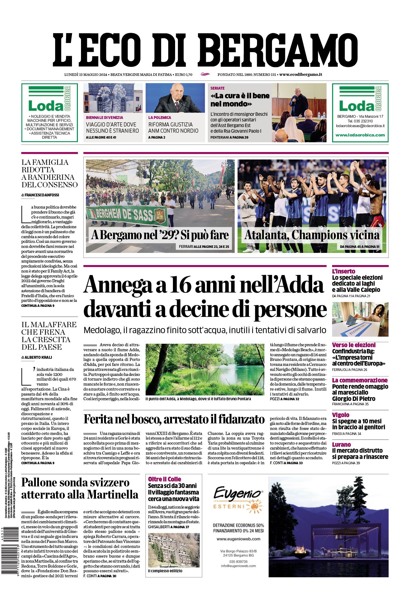 Prima-pagina-eco-di-bergamo-edizione-di-oggi-13-05-2024