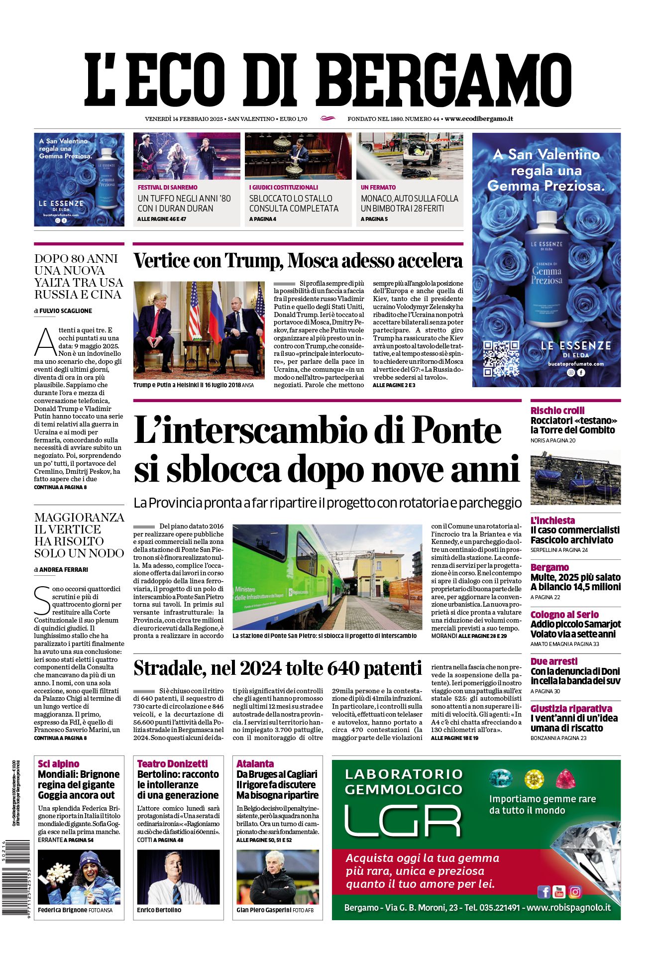 Prima-pagina-eco-di-bergamo-edizione-di-oggi-14-02-2025