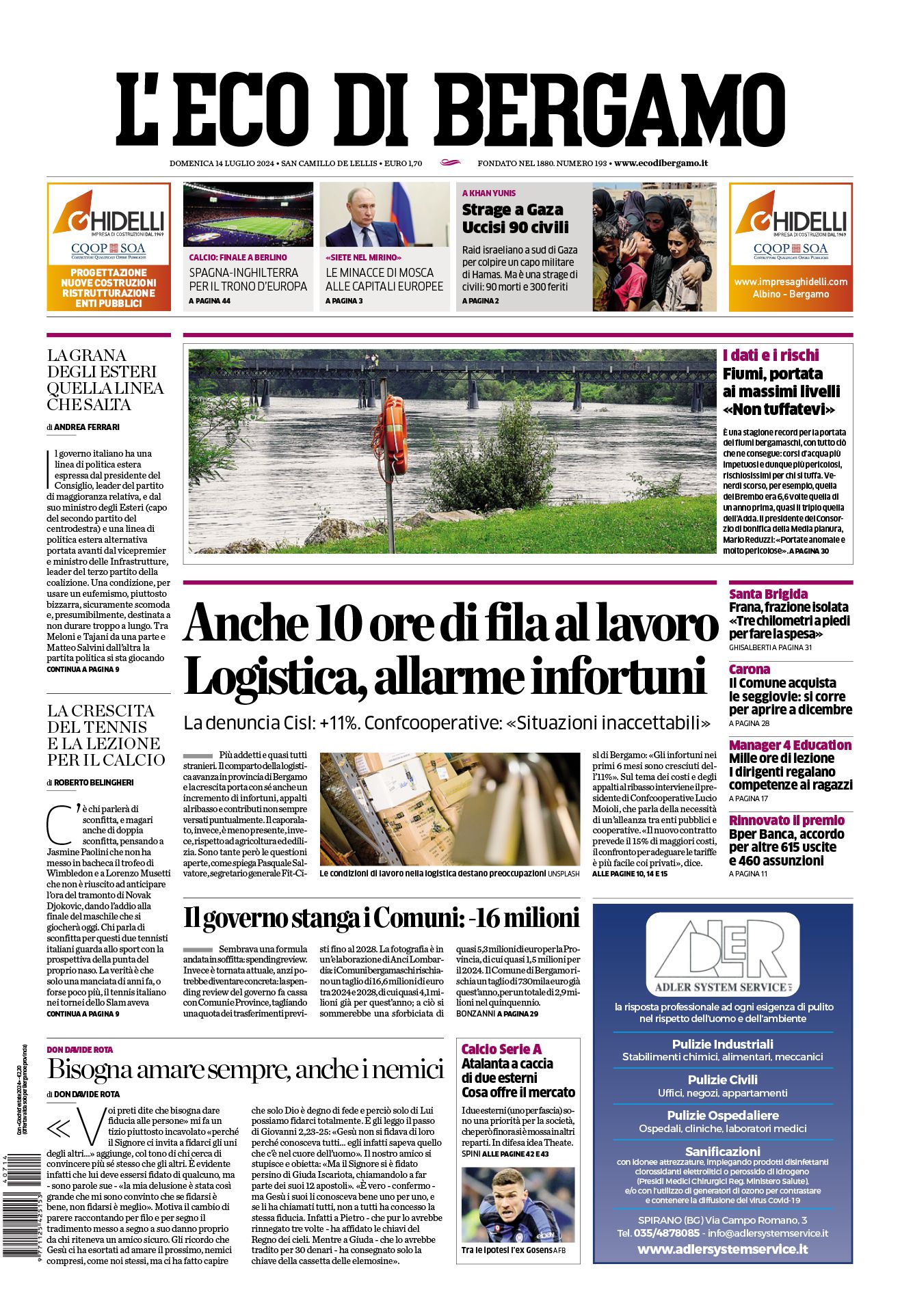 Prima-pagina-eco-di-bergamo-edizione-di-oggi-14-07-2024