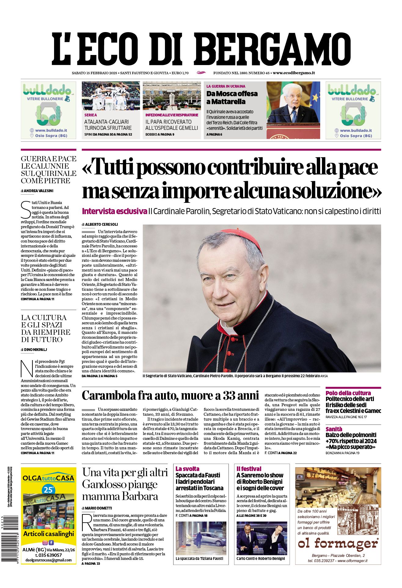 Prima-pagina-eco-di-bergamo-edizione-di-oggi-15-02-2025