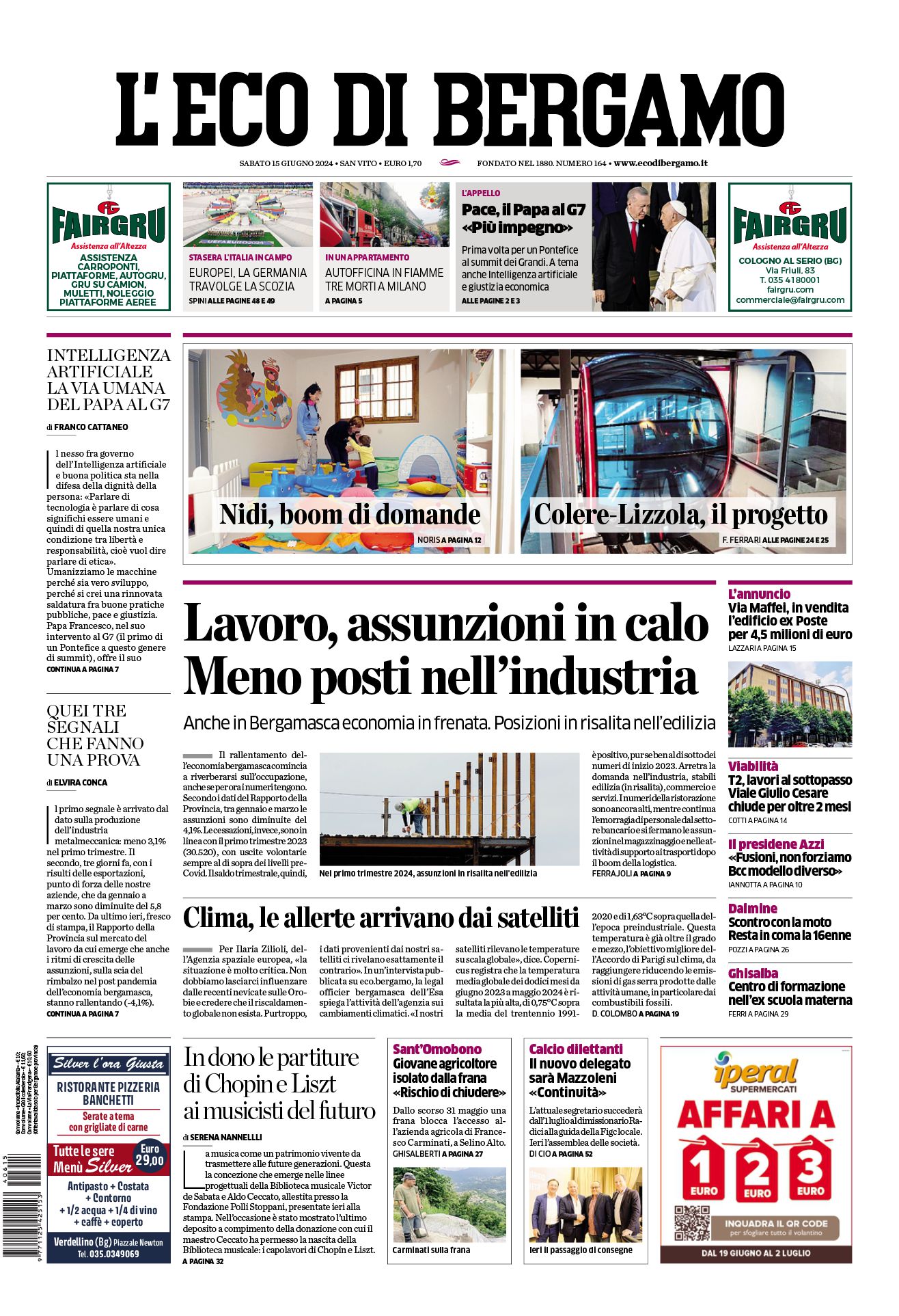 Prima-pagina-eco-di-bergamo-edizione-di-oggi-15-06-2024