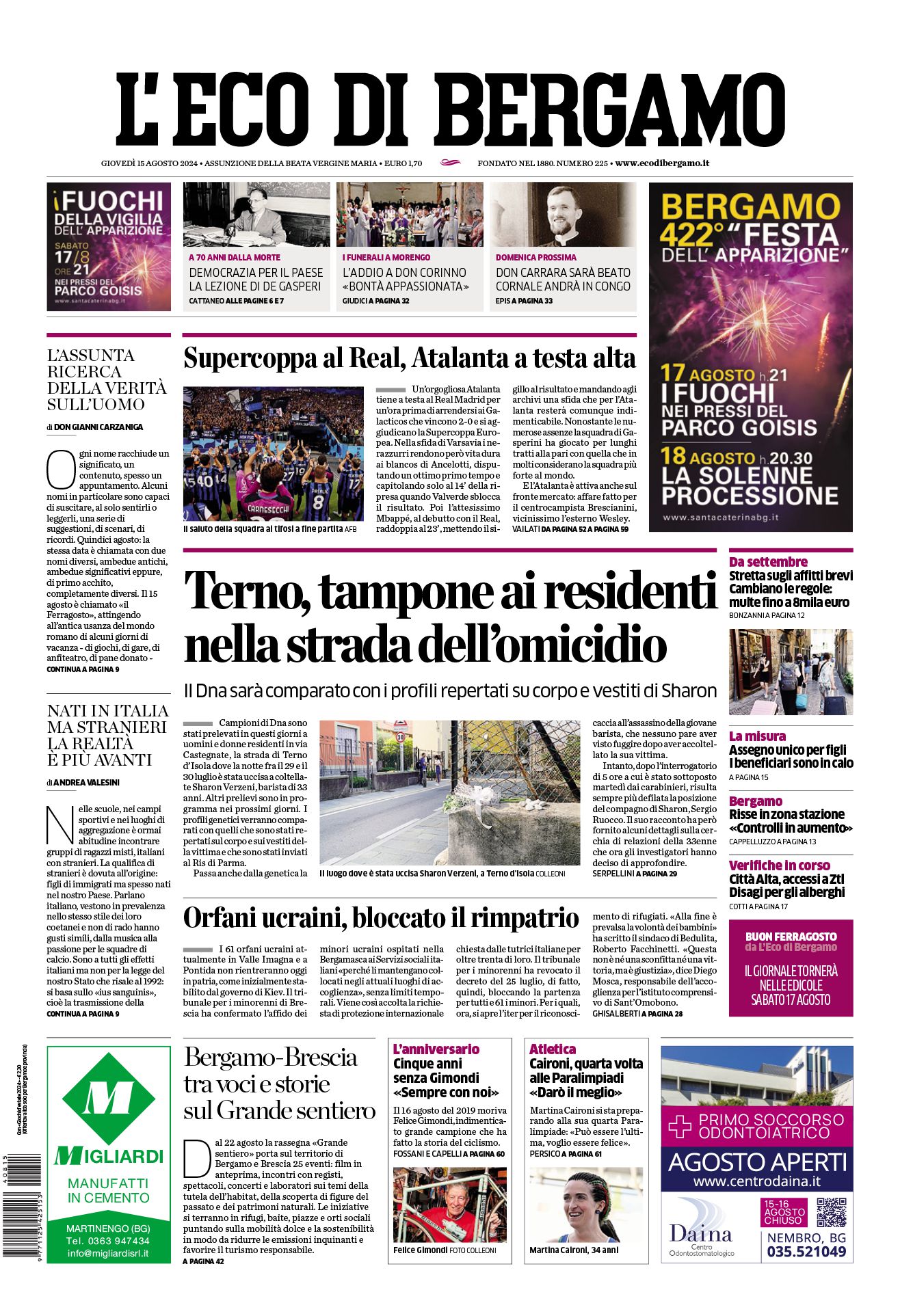 Prima-pagina-eco-di-bergamo-edizione-di-oggi-15-08-2024