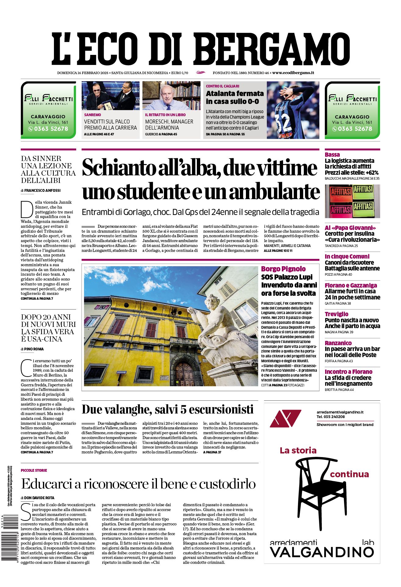 Prima-pagina-eco-di-bergamo-edizione-di-oggi-16-02-2025