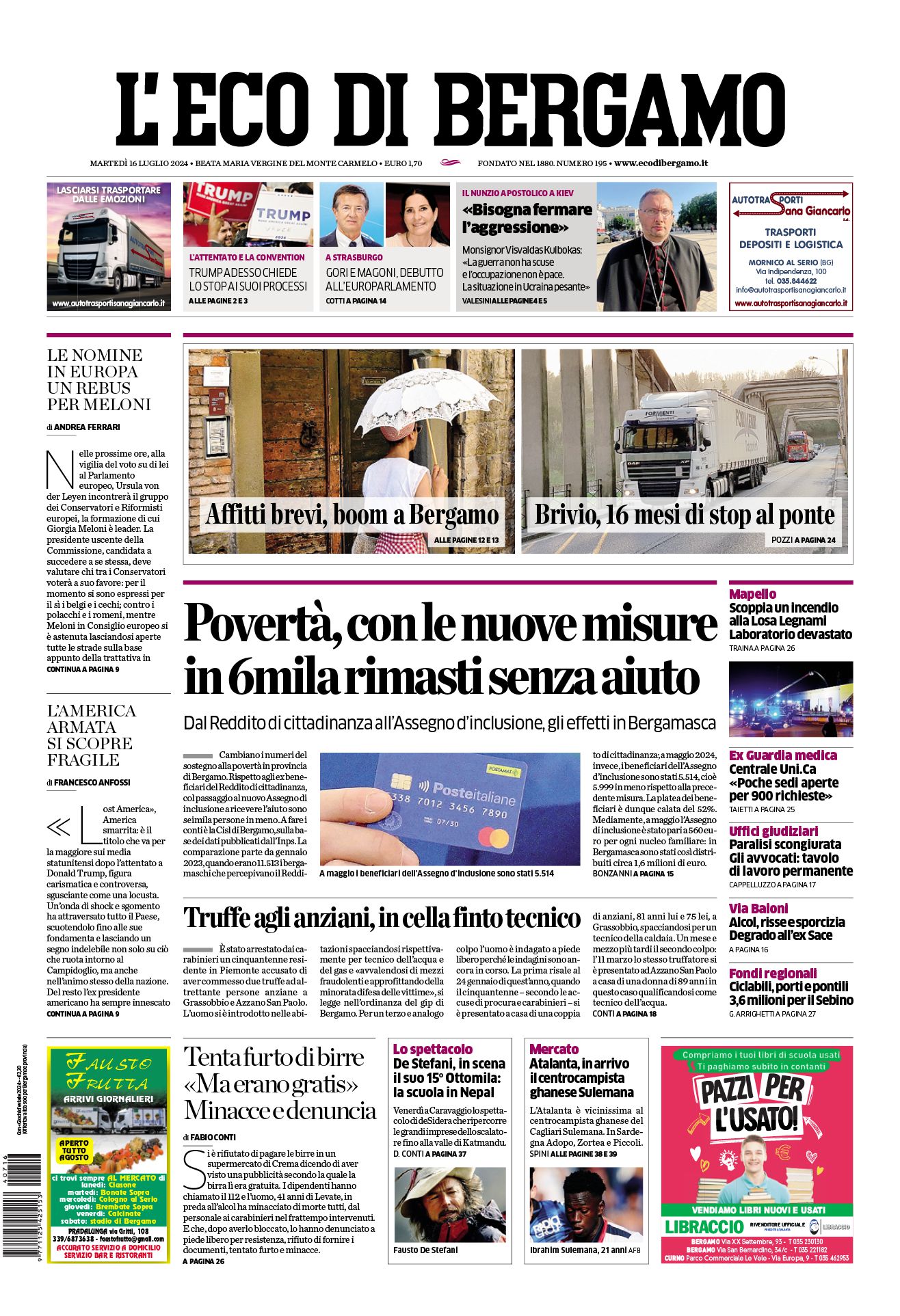 Prima-pagina-eco-di-bergamo-edizione-di-oggi-16-07-2024