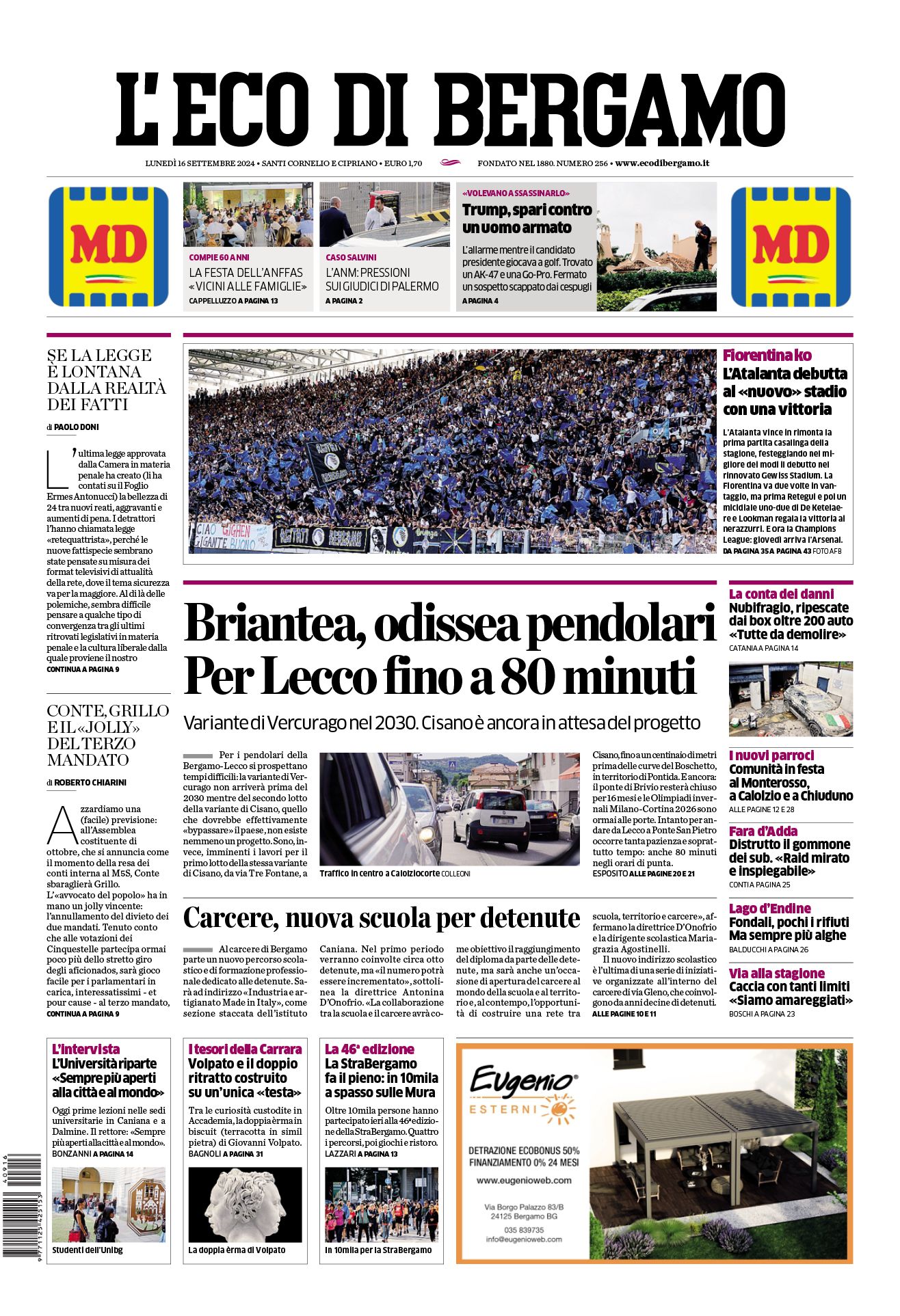 Prima-pagina-eco-di-bergamo-edizione-di-oggi-16-09-2024