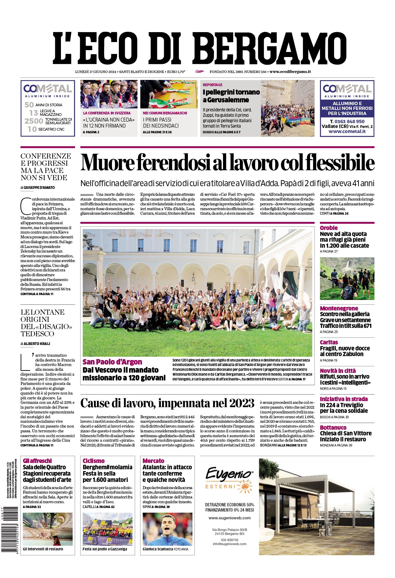 Prima-pagina-eco-di-bergamo-edizione-di-oggi-17-06-2024