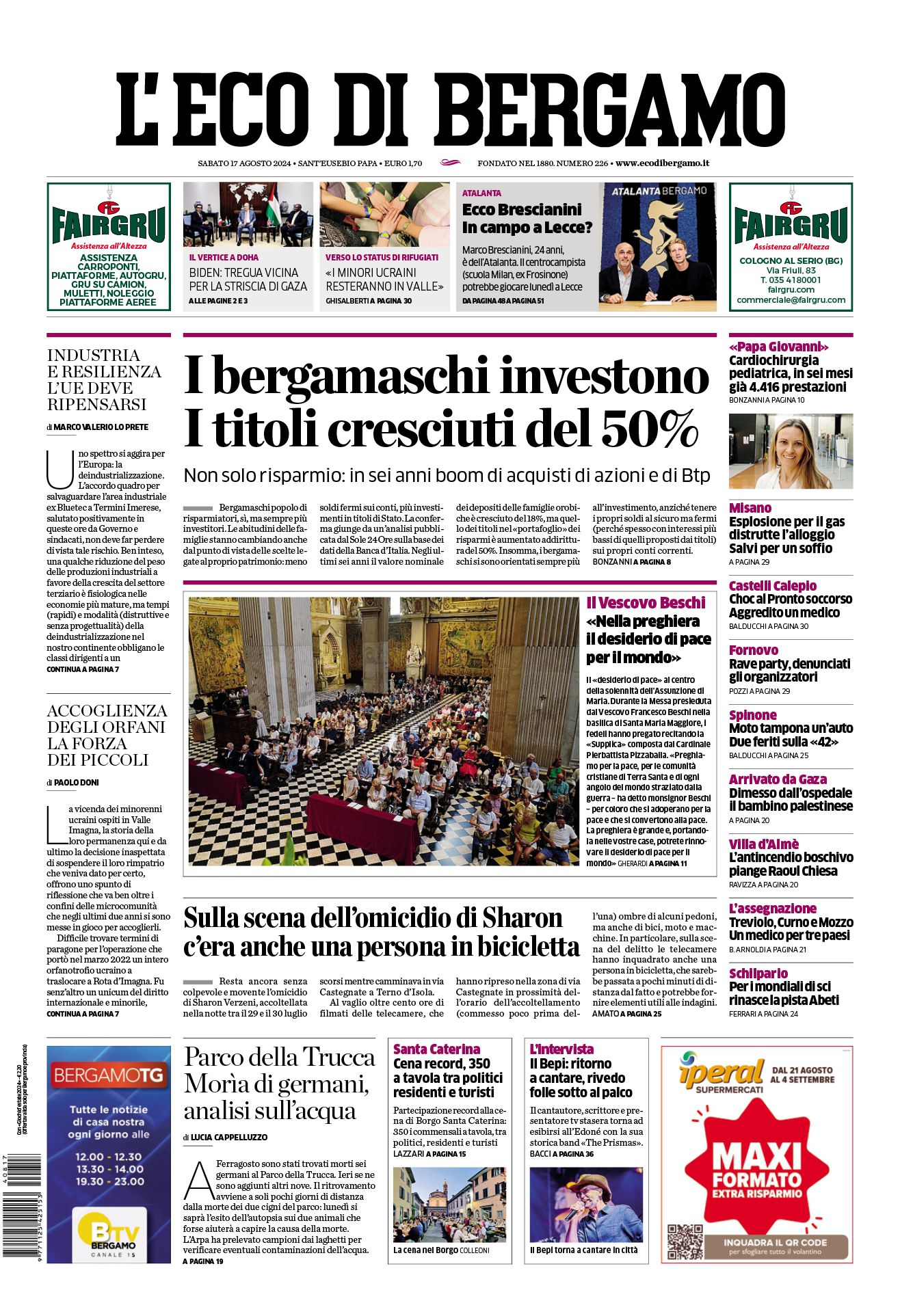 Prima-pagina-eco-di-bergamo-edizione-di-oggi-17-08-2024