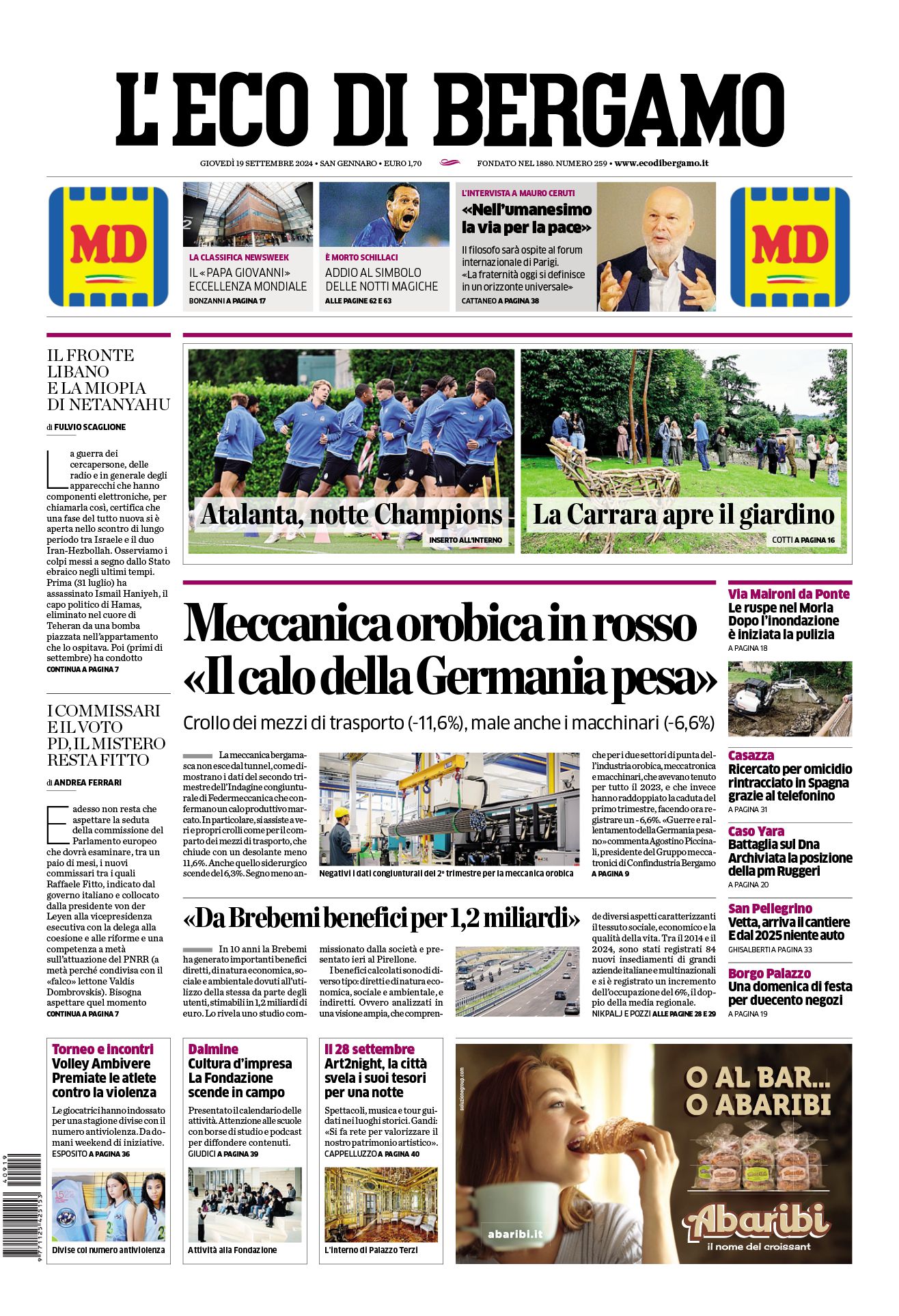 Prima-pagina-eco-di-bergamo-edizione-di-oggi-19-09-2024