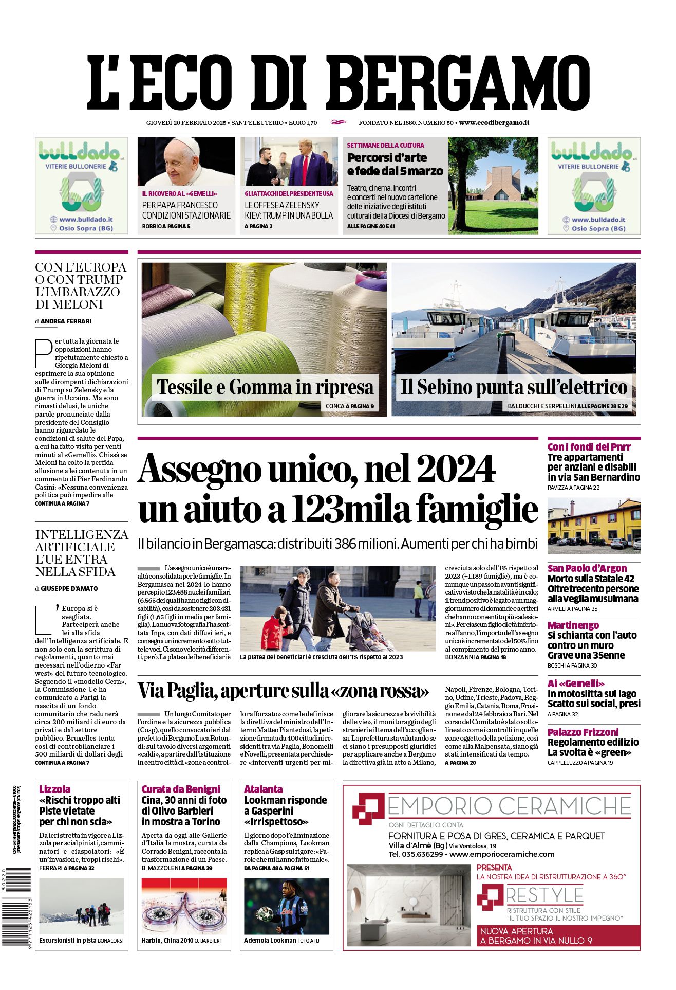 Prima-pagina-eco-di-bergamo-edizione-di-oggi-20-02-2025