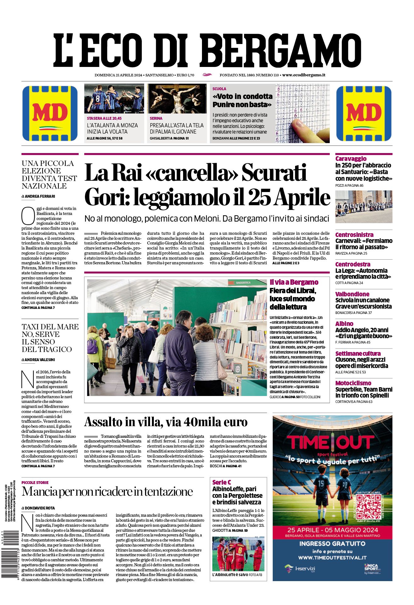 Prima-pagina-eco-di-bergamo-edizione-di-oggi-21-04-2024