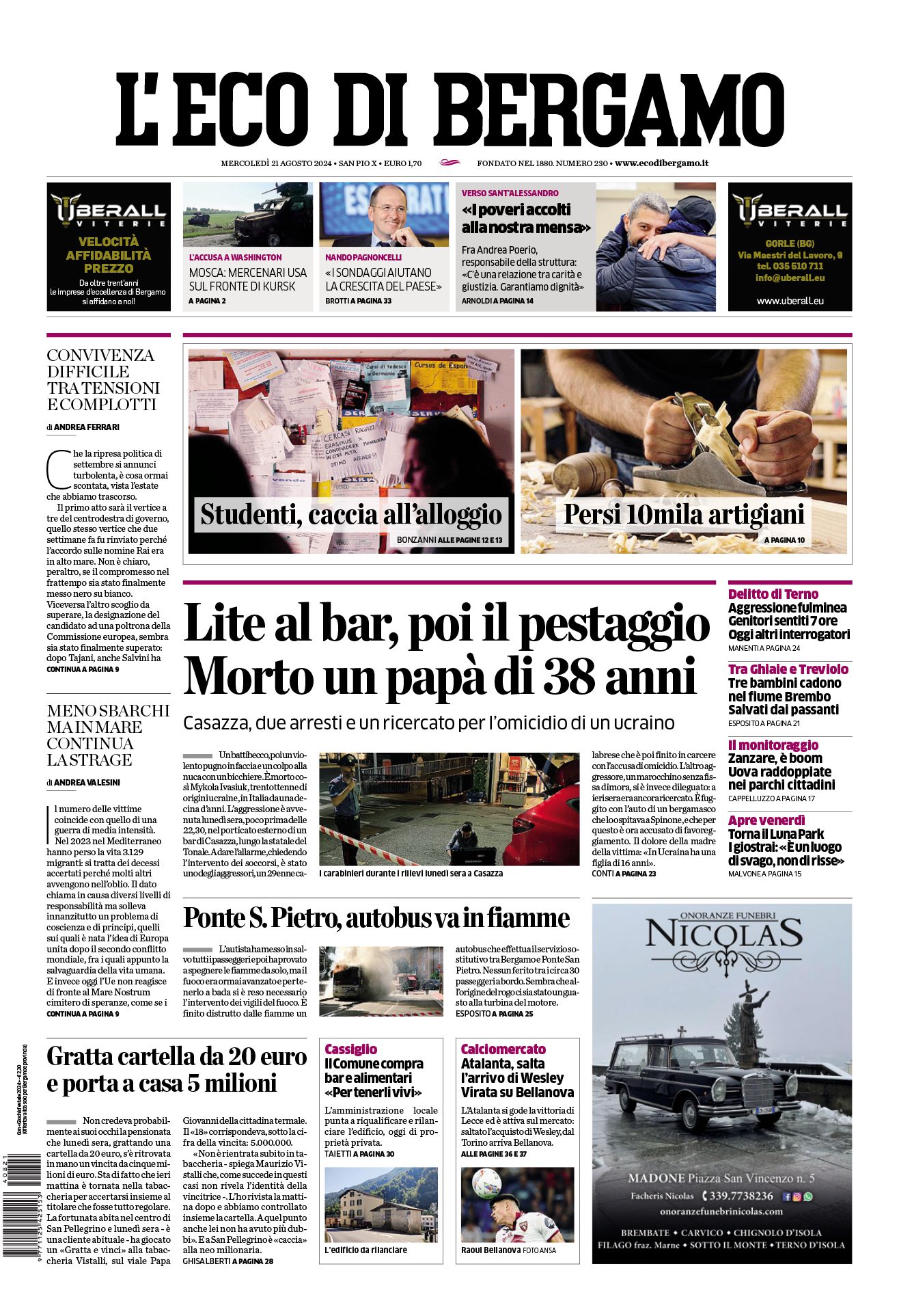 Prima-pagina-eco-di-bergamo-edizione-di-oggi-21-08-2024