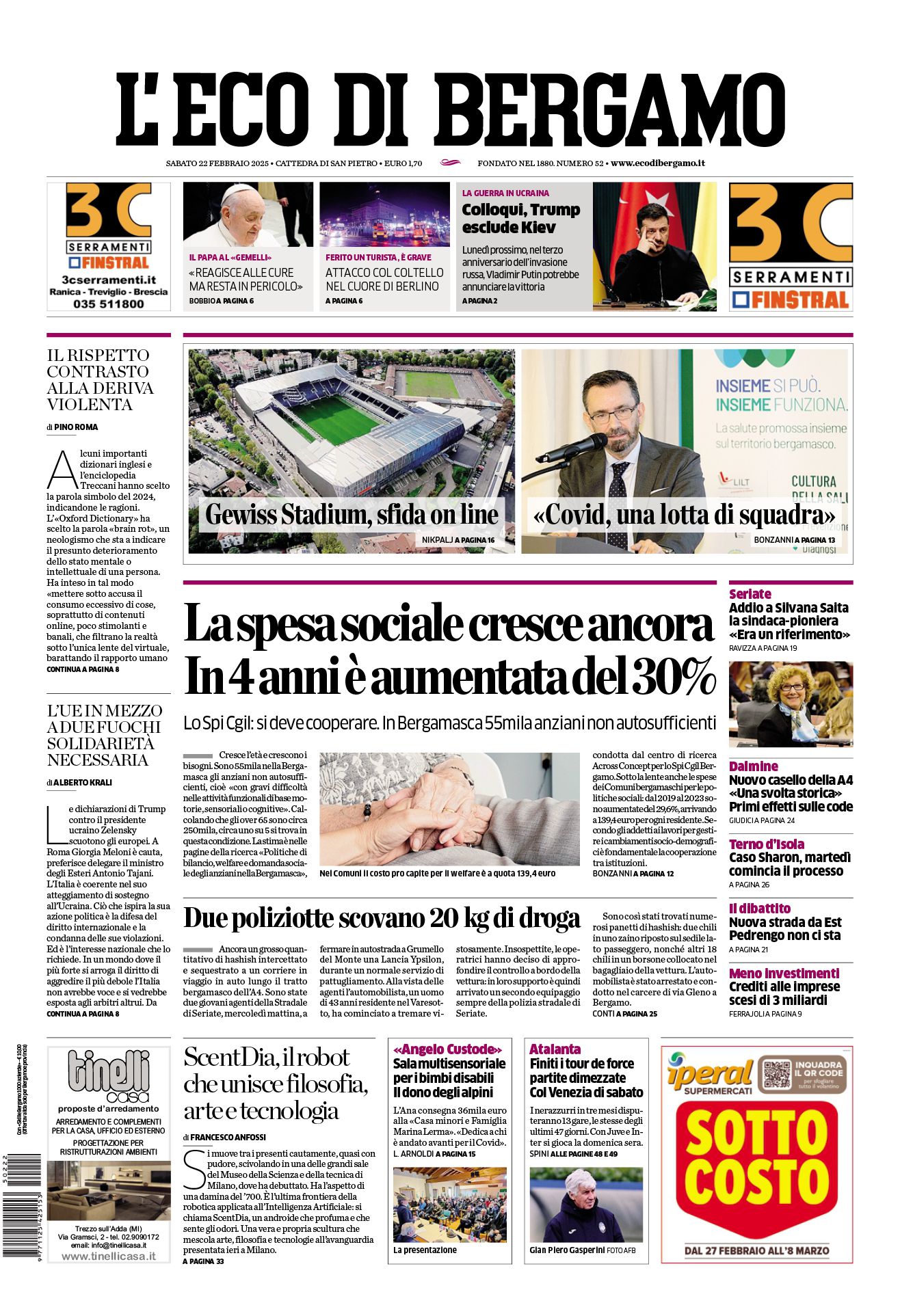 Prima-pagina-eco-di-bergamo-edizione-di-oggi-22-02-2025