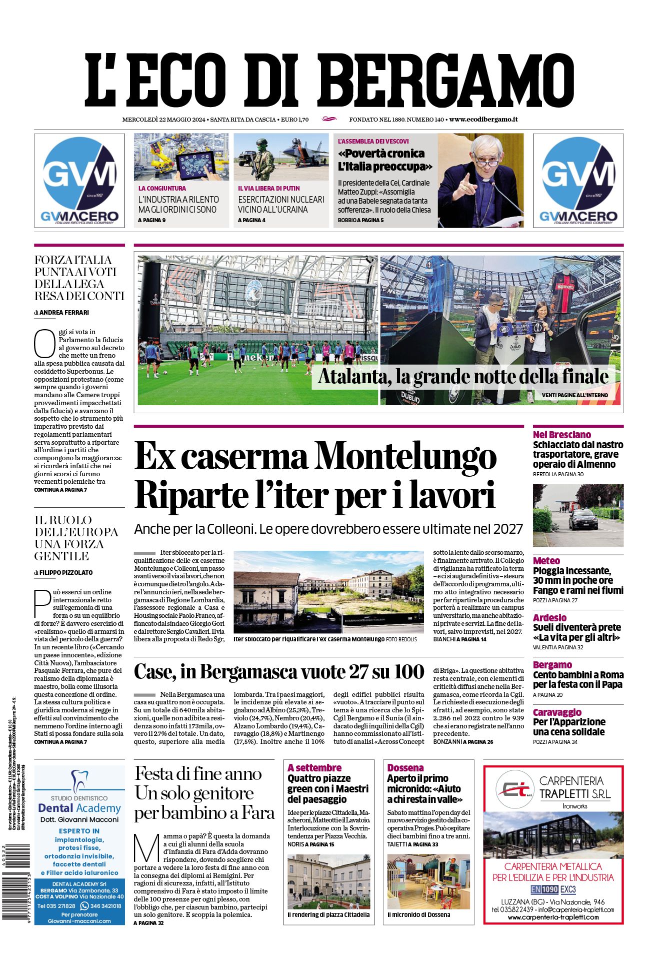 Prima-pagina-eco-di-bergamo-edizione-di-oggi-22-05-2024