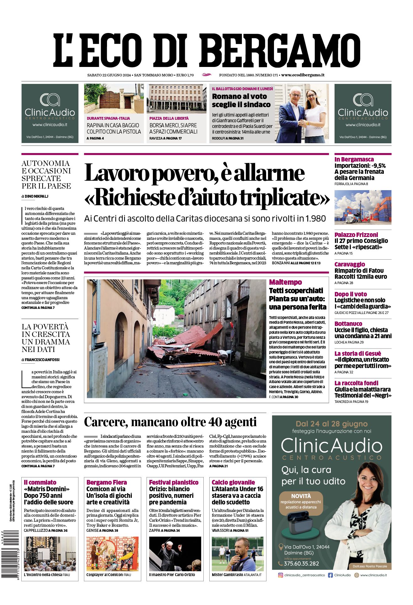 Prima-pagina-eco-di-bergamo-edizione-di-oggi-22-06-2024