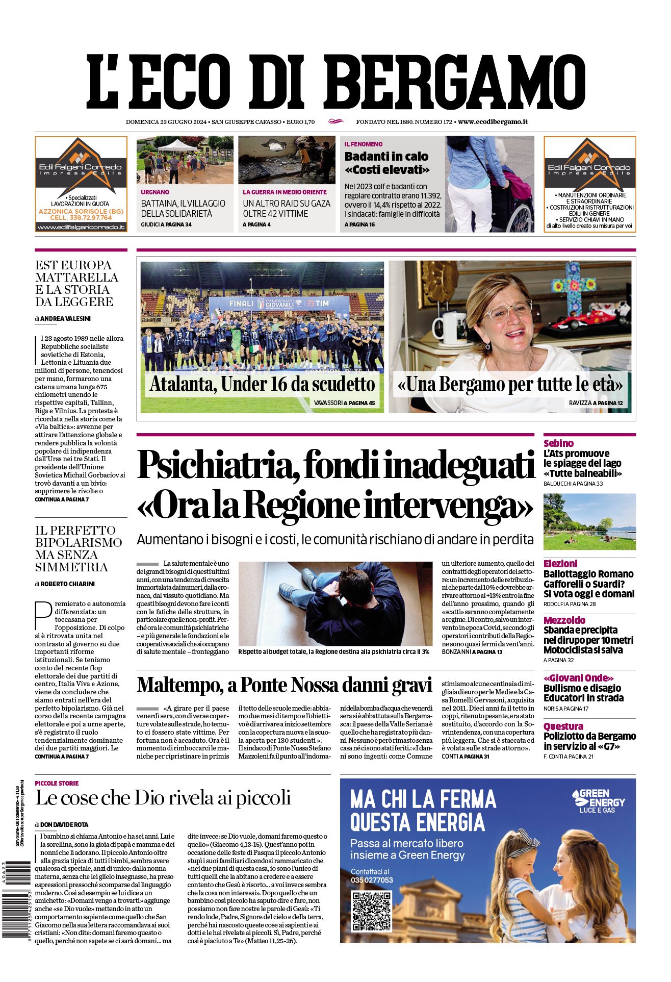 Prima-pagina-eco-di-bergamo-edizione-di-oggi-23-06-2024