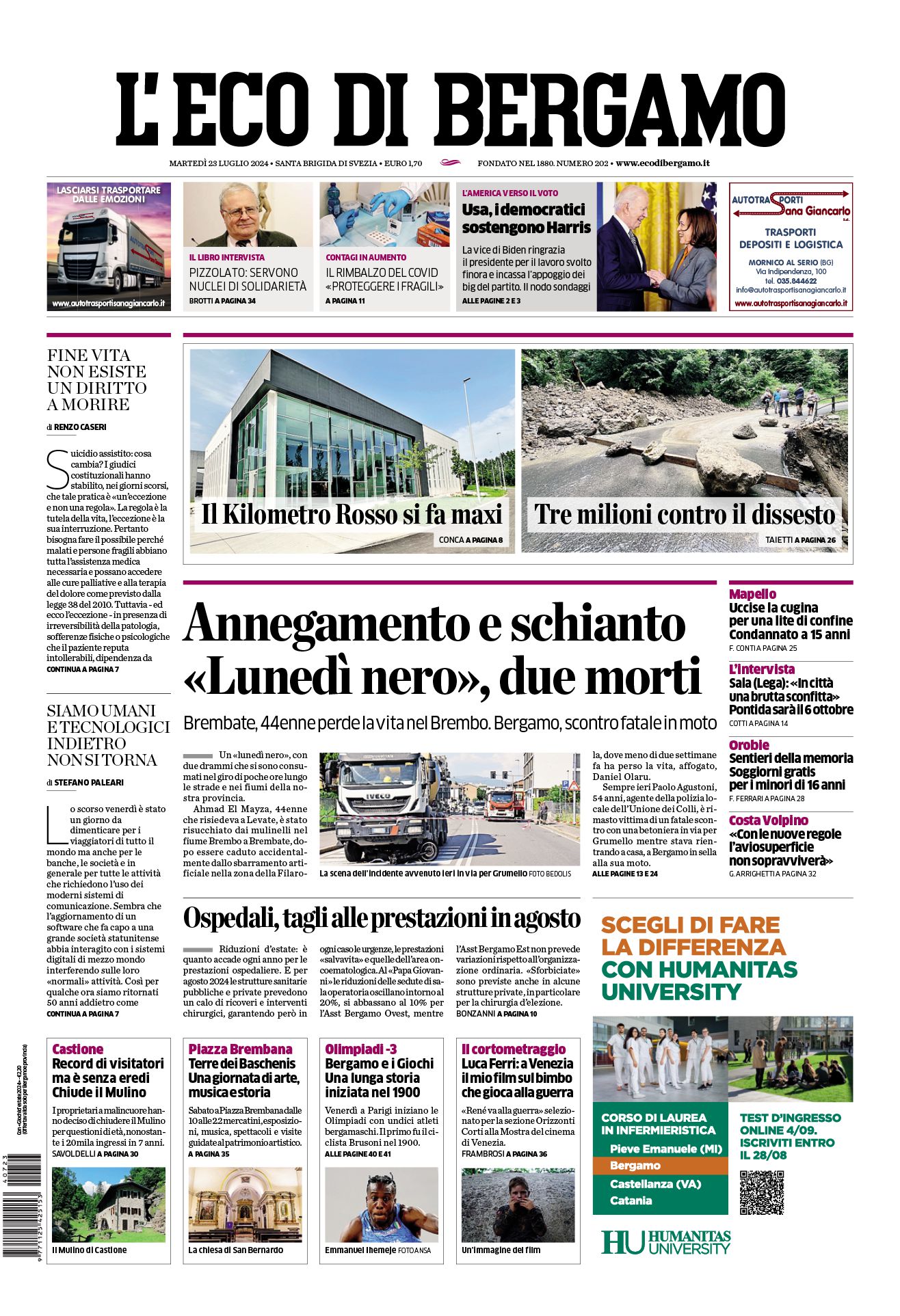 Prima-pagina-eco-di-bergamo-edizione-di-oggi-23-07-2024