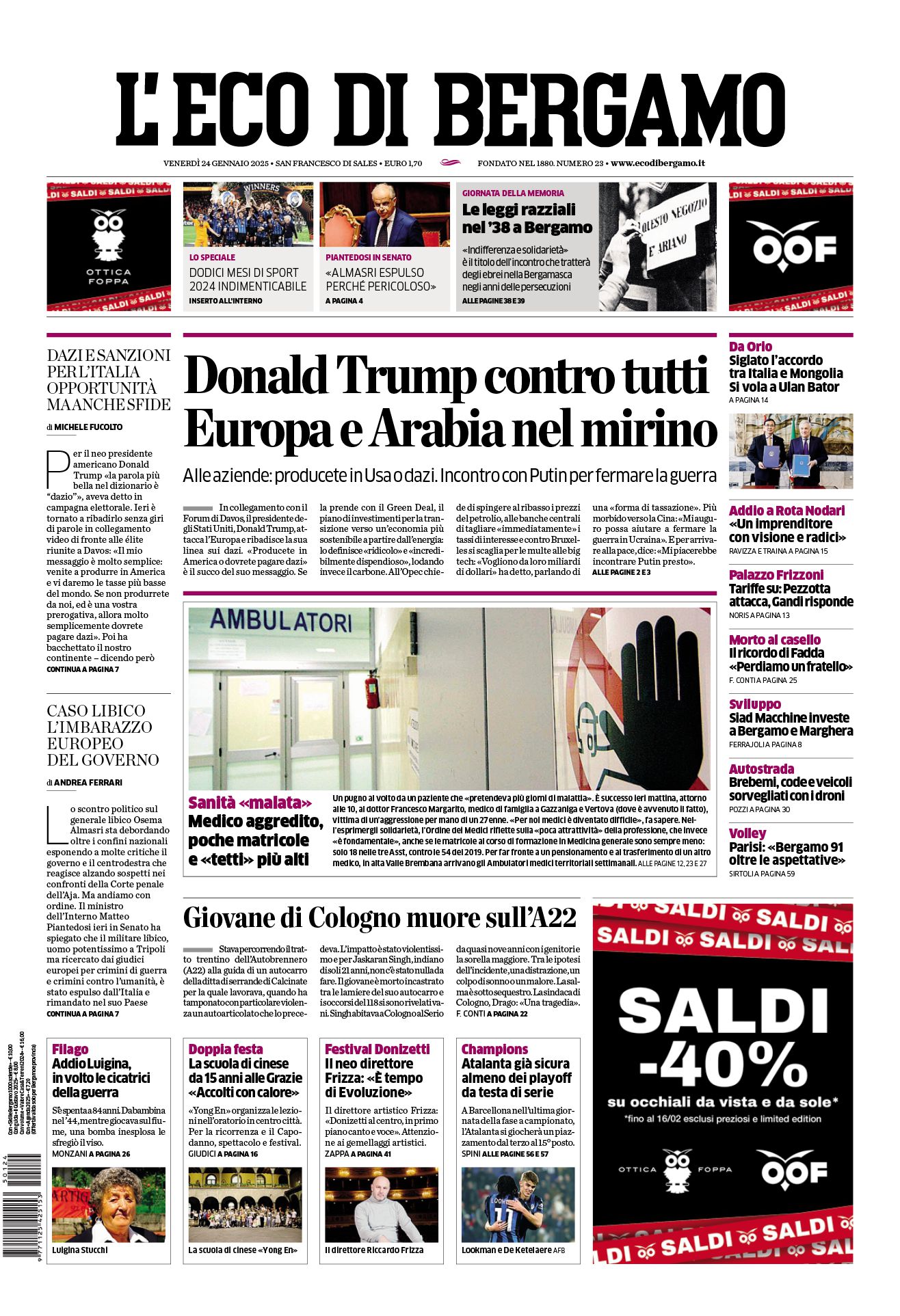 Prima-pagina-eco-di-bergamo-edizione-di-oggi-24-01-2025