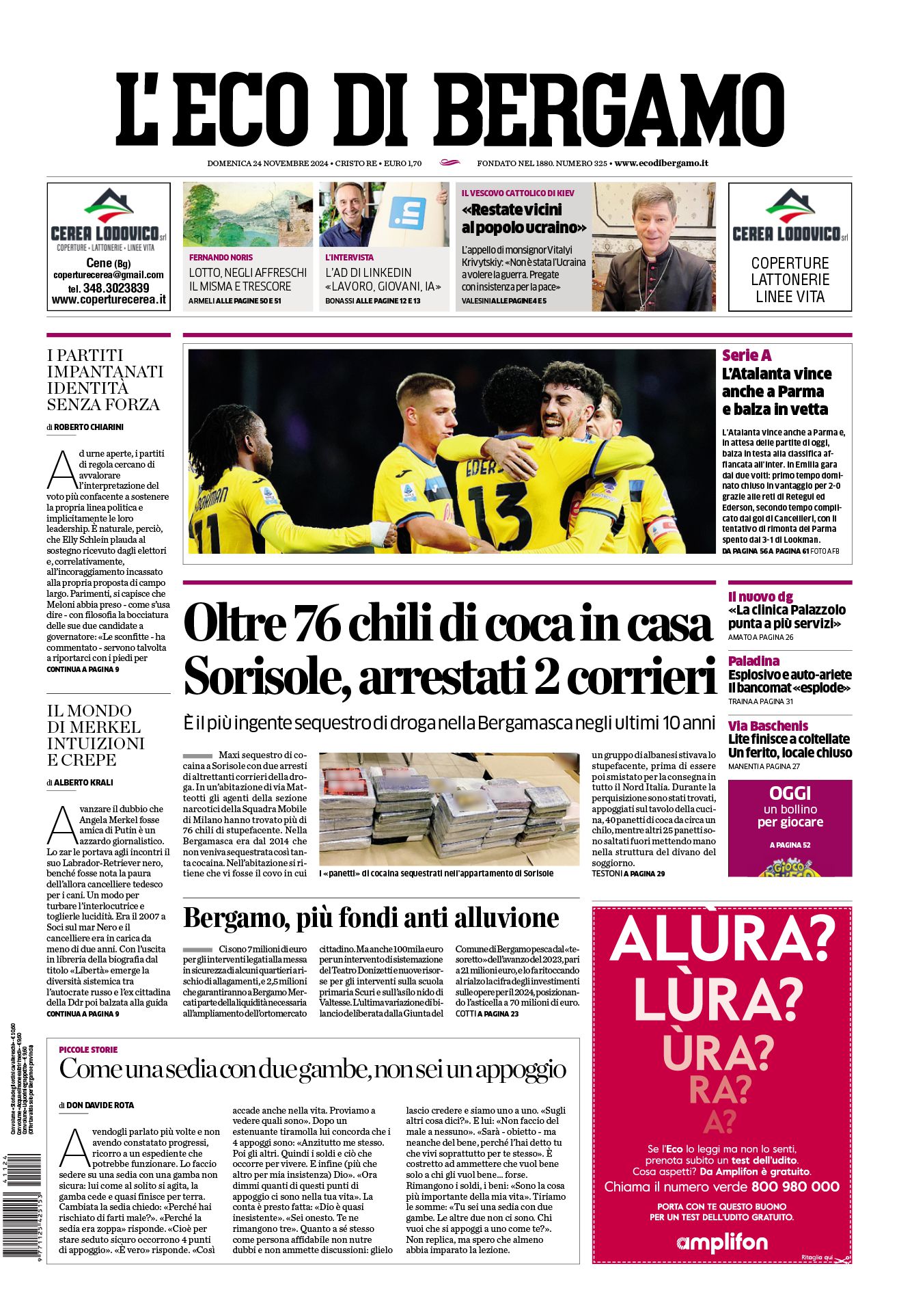 Prima-pagina-eco-di-bergamo-edizione-di-oggi-24-11-2024