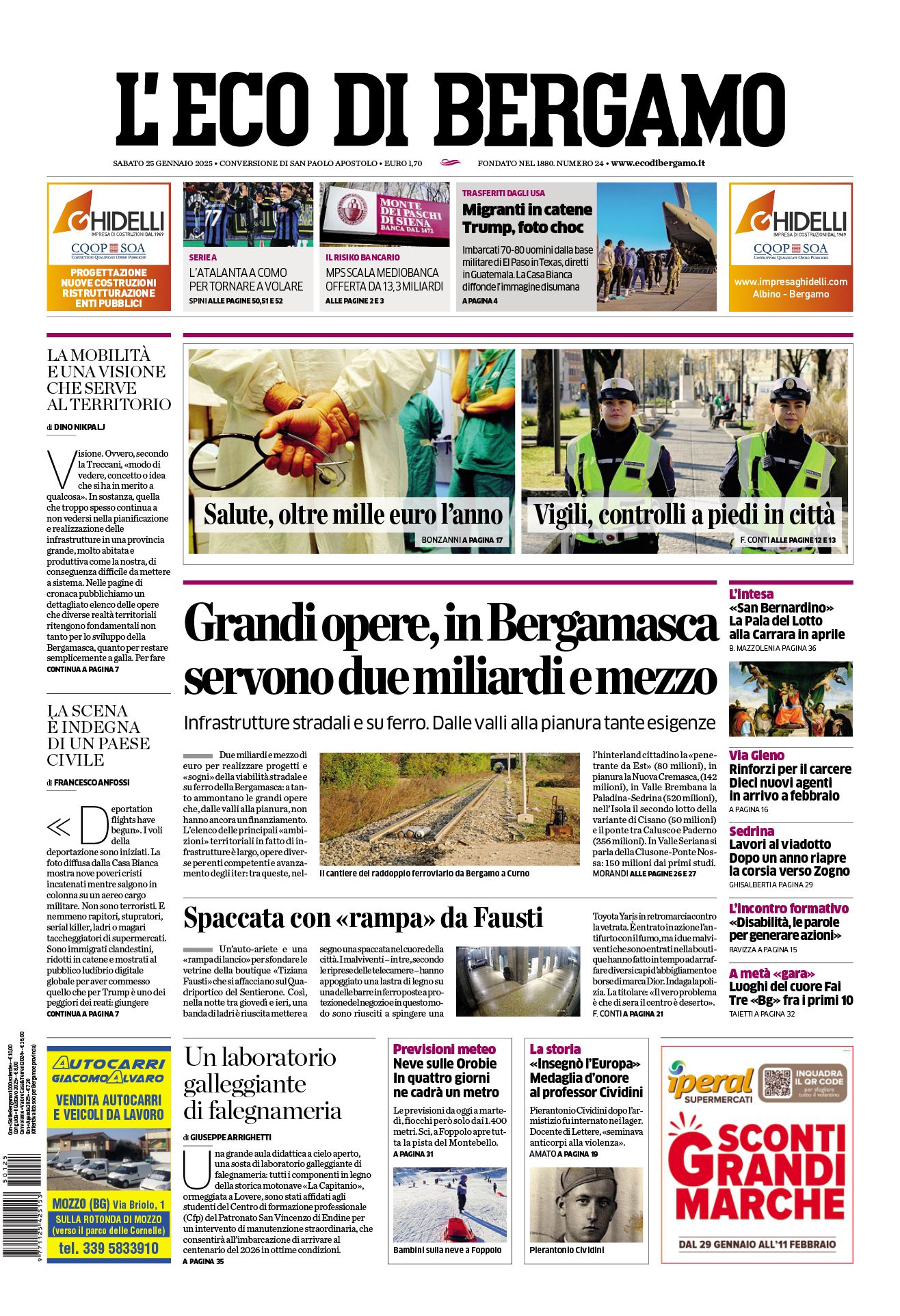 Prima-pagina-eco-di-bergamo-edizione-di-oggi-25-01-2025