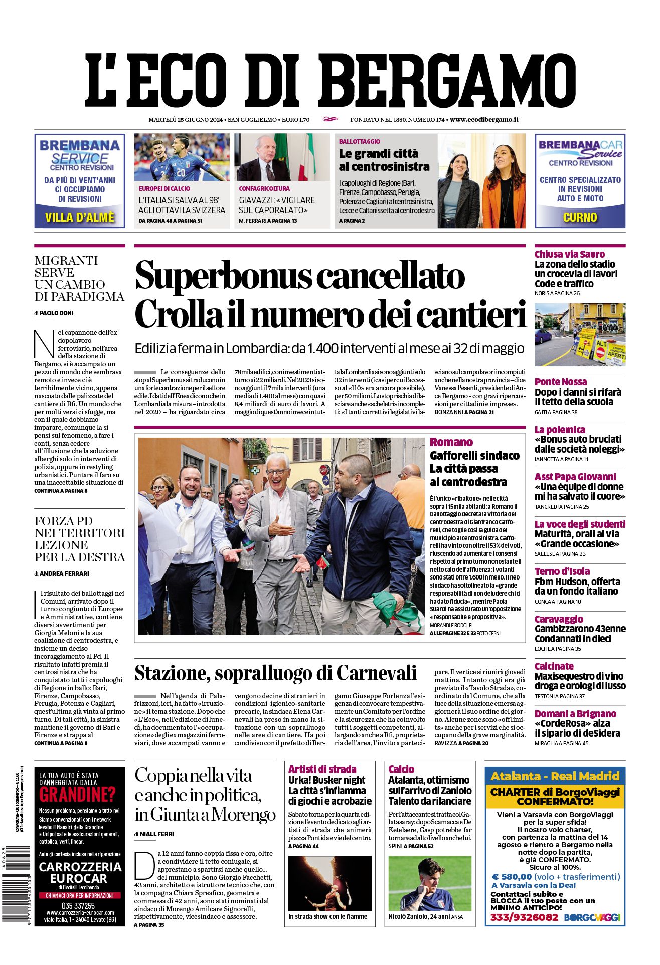 Prima-pagina-eco-di-bergamo-edizione-di-oggi-25-06-2024