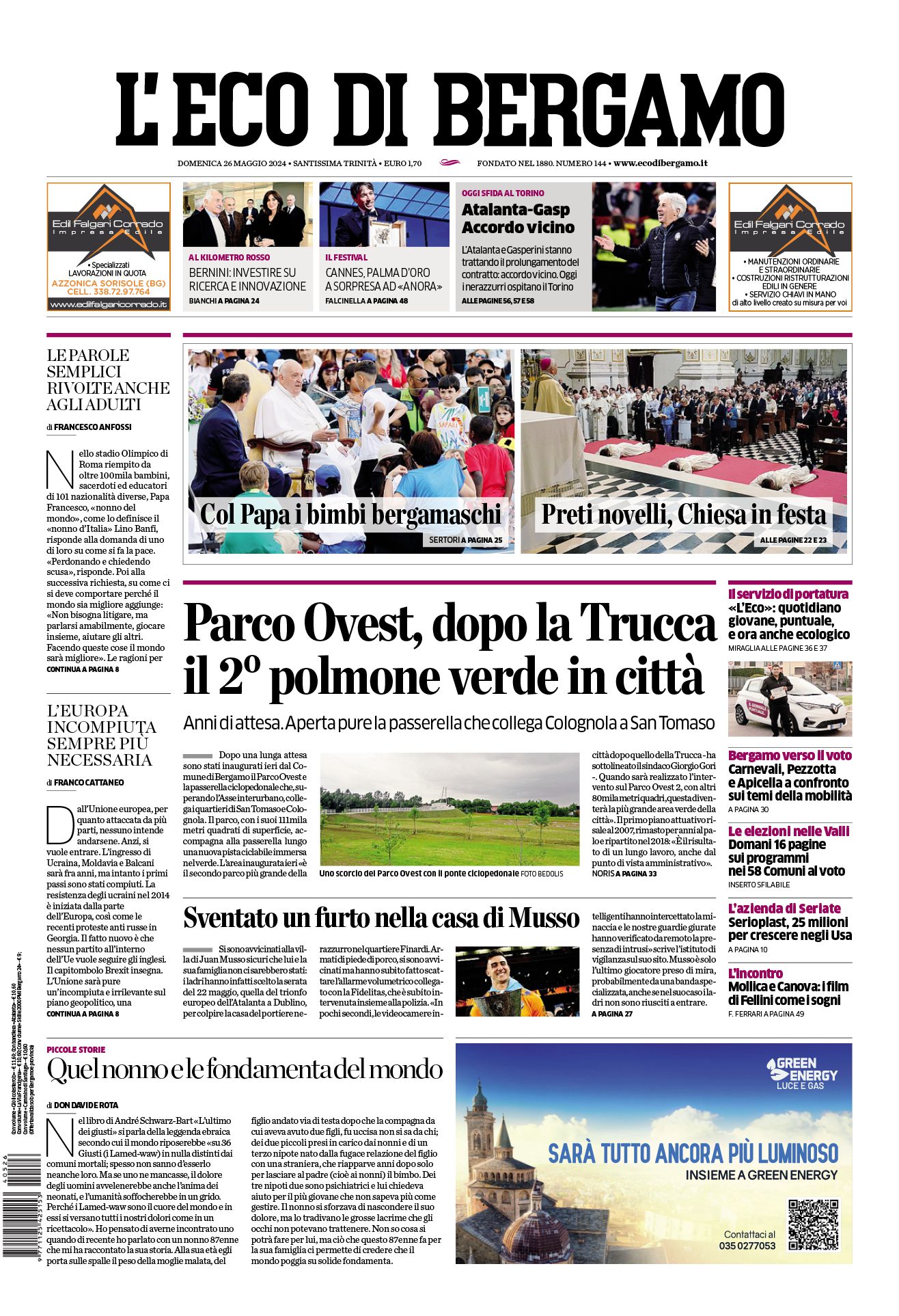 Prima-pagina-eco-di-bergamo-edizione-di-oggi-26-05-2024