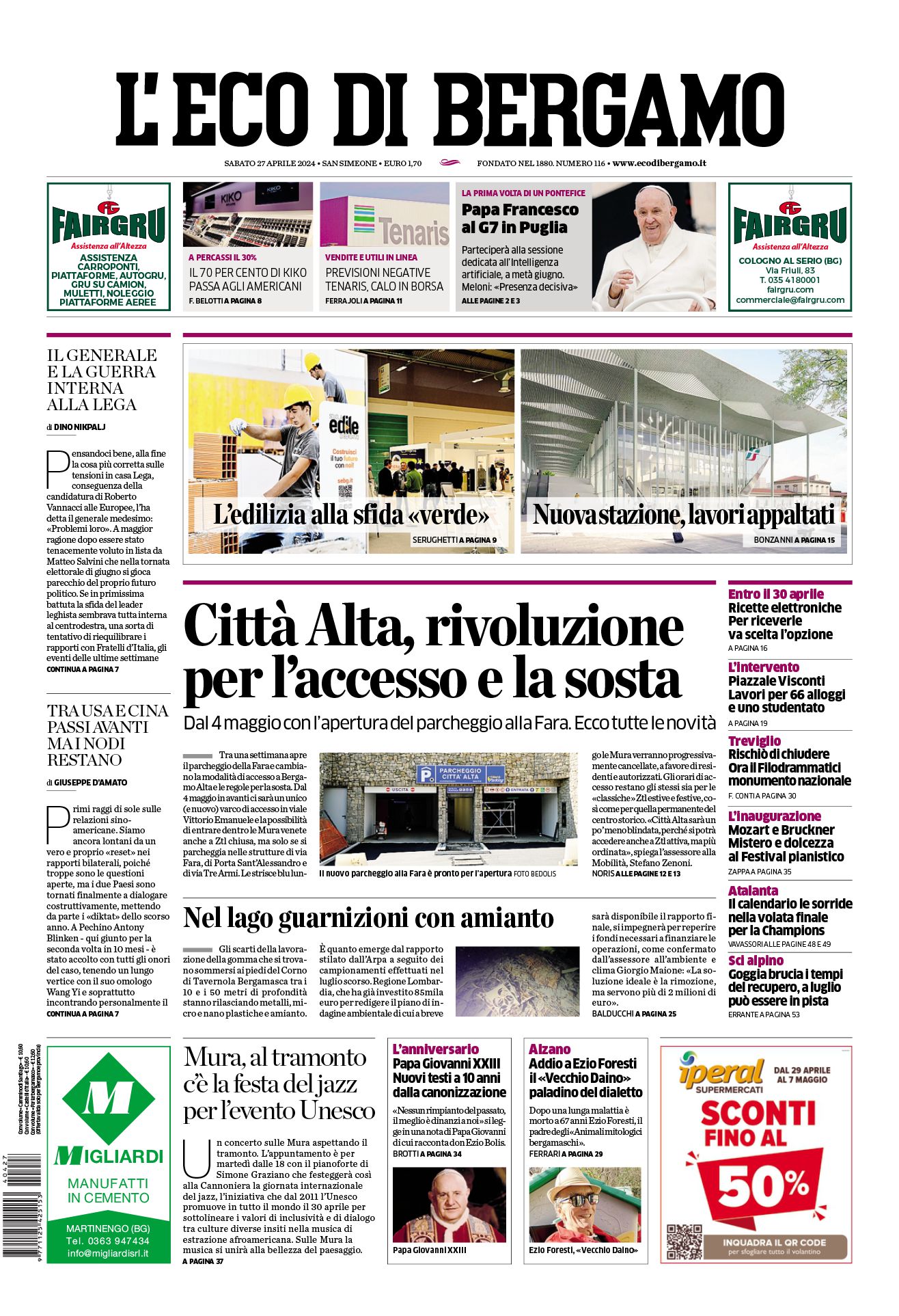 Prima-pagina-eco-di-bergamo-edizione-di-oggi-27-04-2024