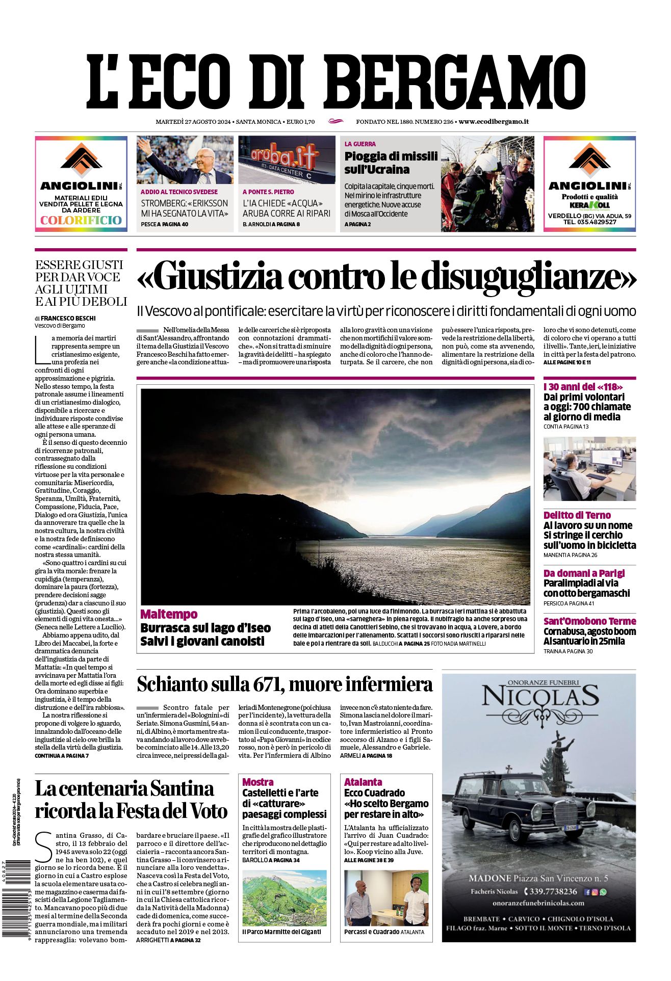 Prima-pagina-eco-di-bergamo-edizione-di-oggi-27-08-2024