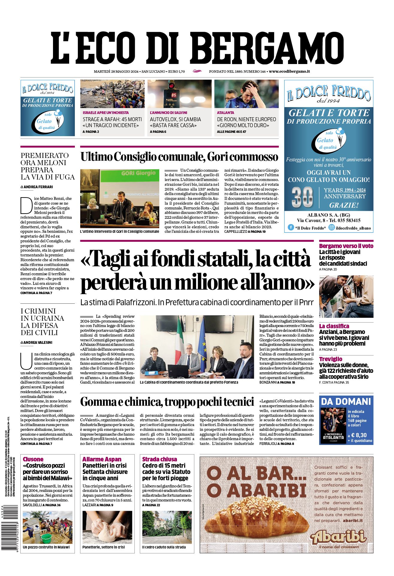 Prima-pagina-eco-di-bergamo-edizione-di-oggi-28-05-2024