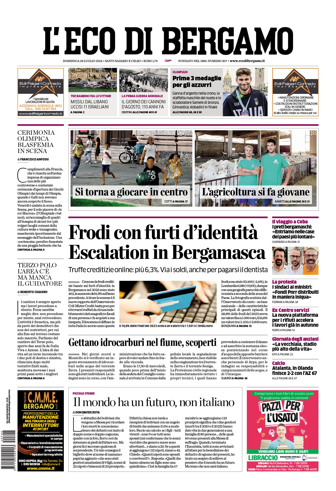 Prima-pagina-eco-di-bergamo-edizione-di-oggi-28-07-2024