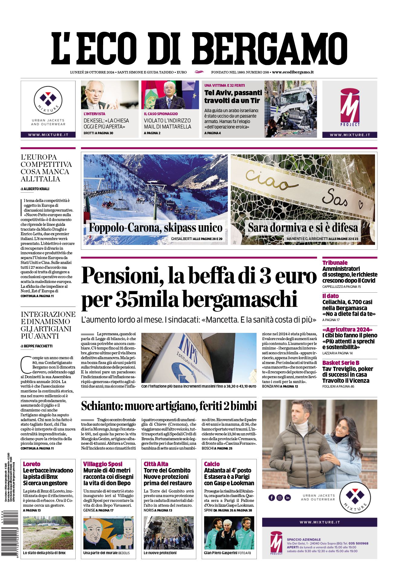 Prima-pagina-eco-di-bergamo-edizione-di-oggi-28-10-2024