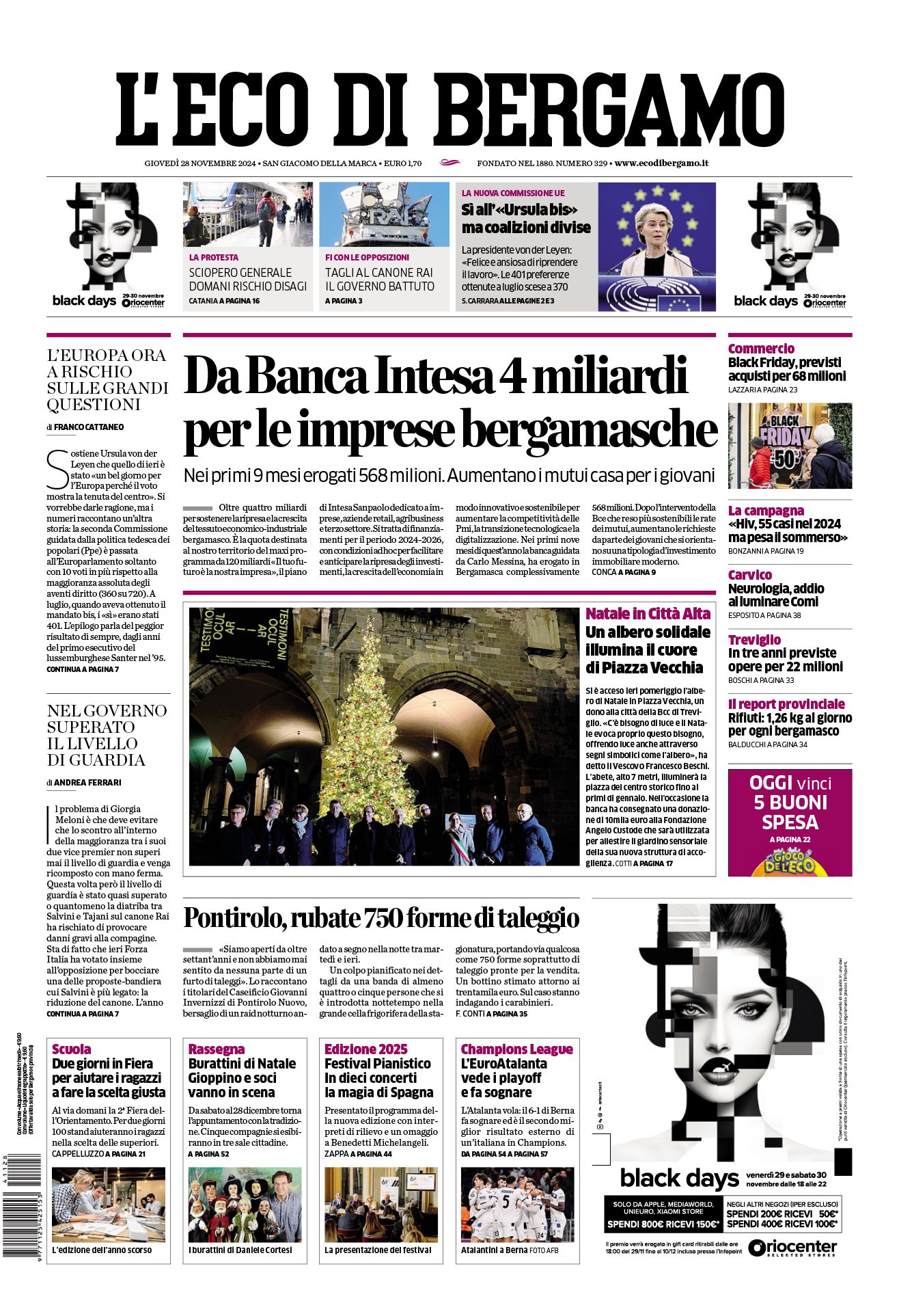 Prima-pagina-eco-di-bergamo-edizione-di-oggi-28-11-2024