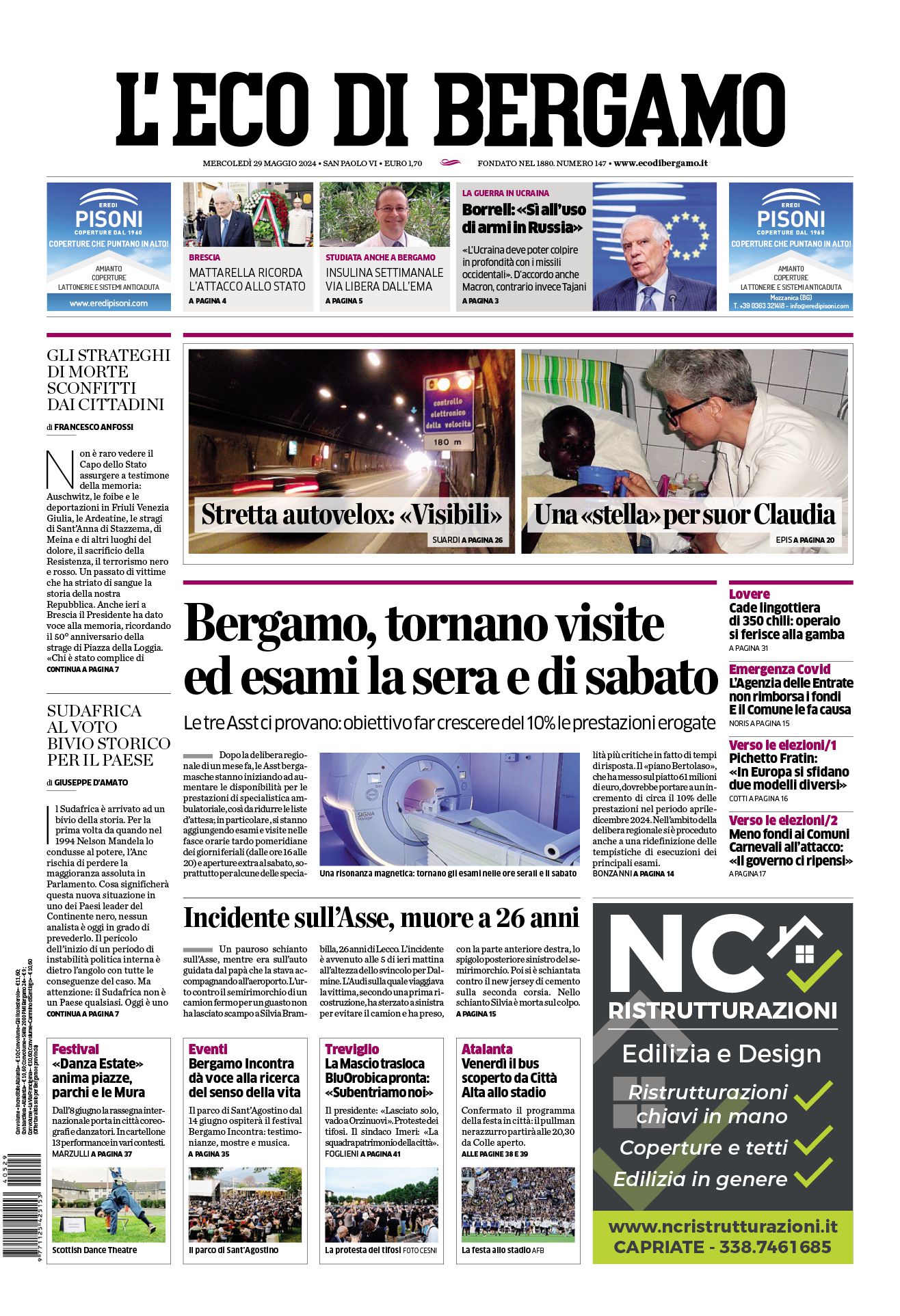 Prima-pagina-eco-di-bergamo-edizione-di-oggi-29-05-2024