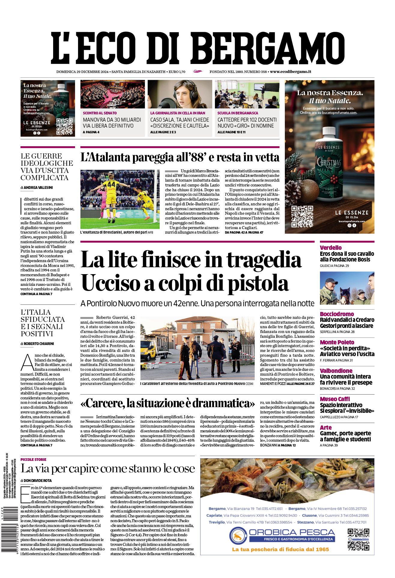 Prima-pagina-eco-di-bergamo-edizione-di-oggi-29-12-2024