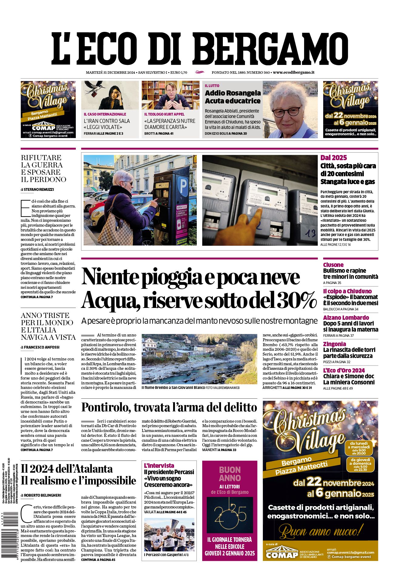 Prima-pagina-eco-di-bergamo-edizione-di-oggi-31-12-2024