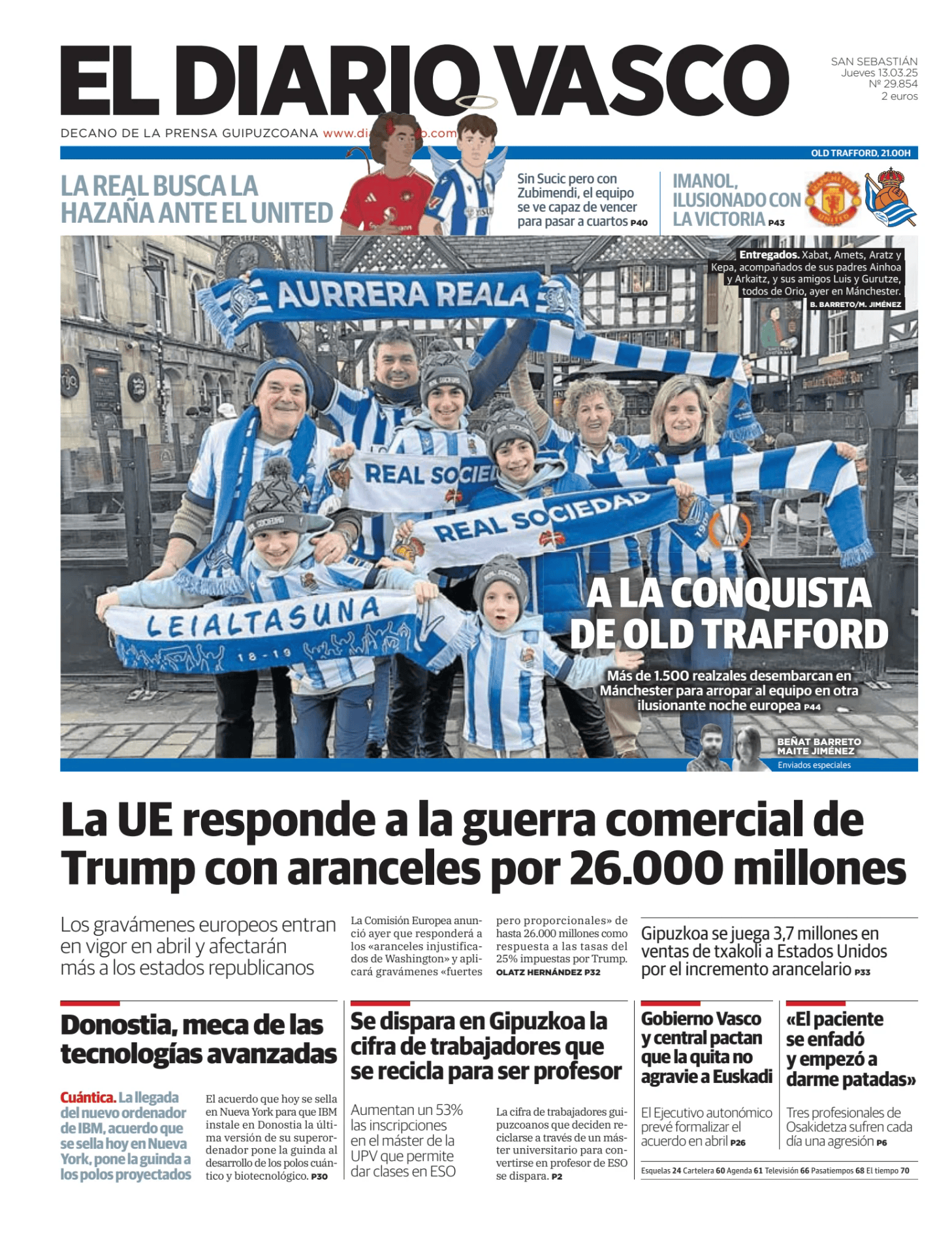 Prima-pagina-el-diario-vasco-oggi-edizione-di-oggi-20250313