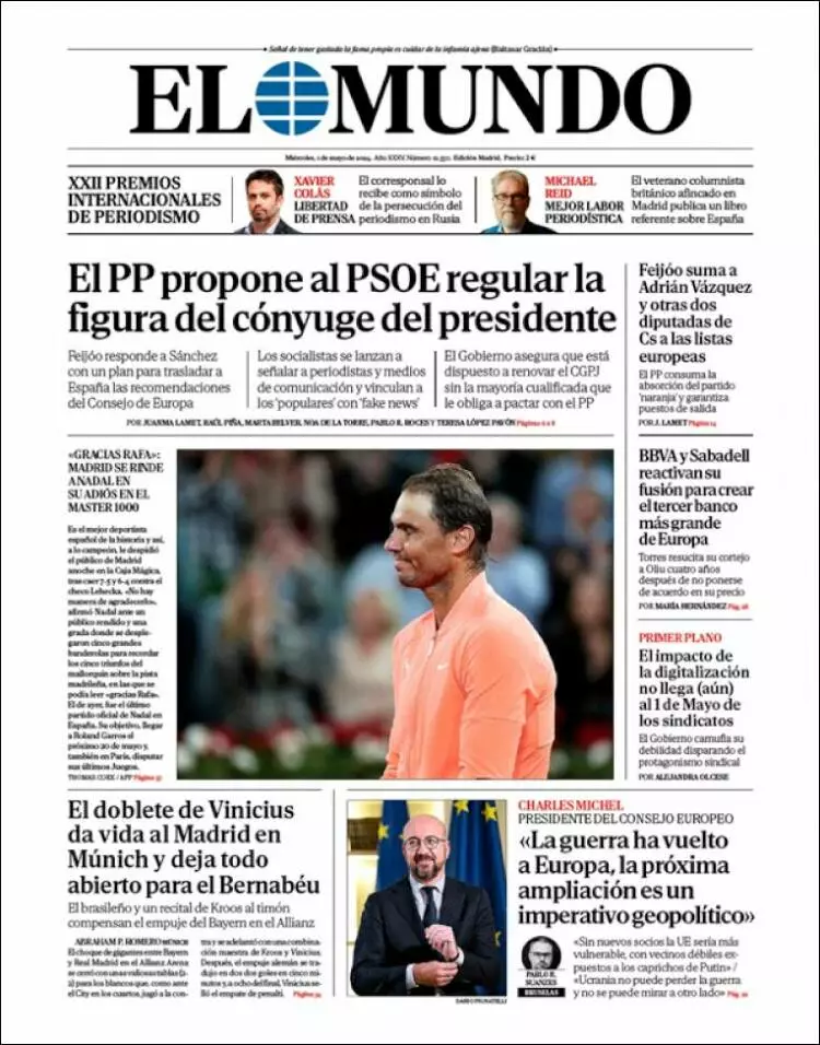 Prima-pagina-el-mundo-edizione-di-oggi-01-05-2024