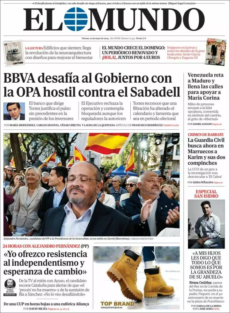 Prima-pagina-el-mundo-edizione-di-oggi-10-05-2024