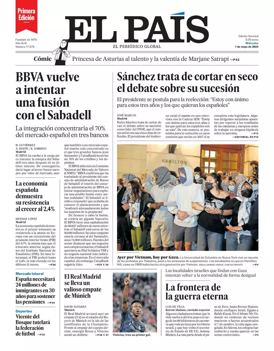 Prima-pagina-el-pais-edizione-di-oggi-01-05-2024