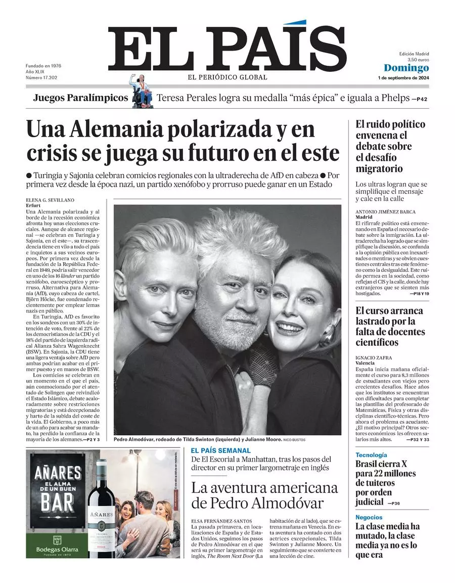 Prima-pagina-el-pais-edizione-di-oggi-01-09-2024