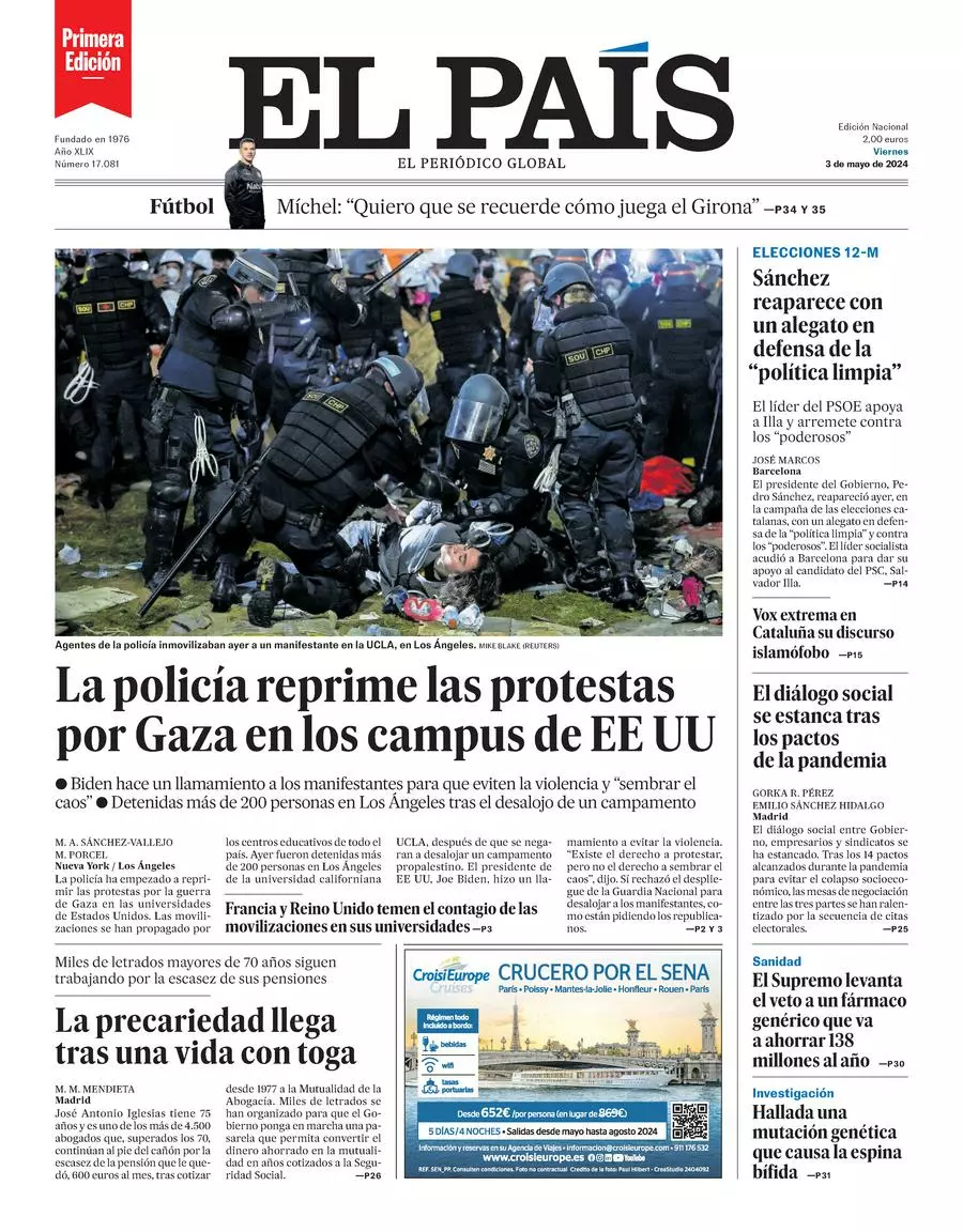 Prima-pagina-el-pais-edizione-di-oggi-03-05-2024