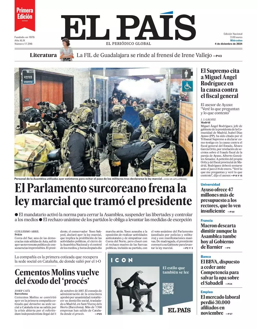 Prima-pagina-el-pais-edizione-di-oggi-04-12-2024