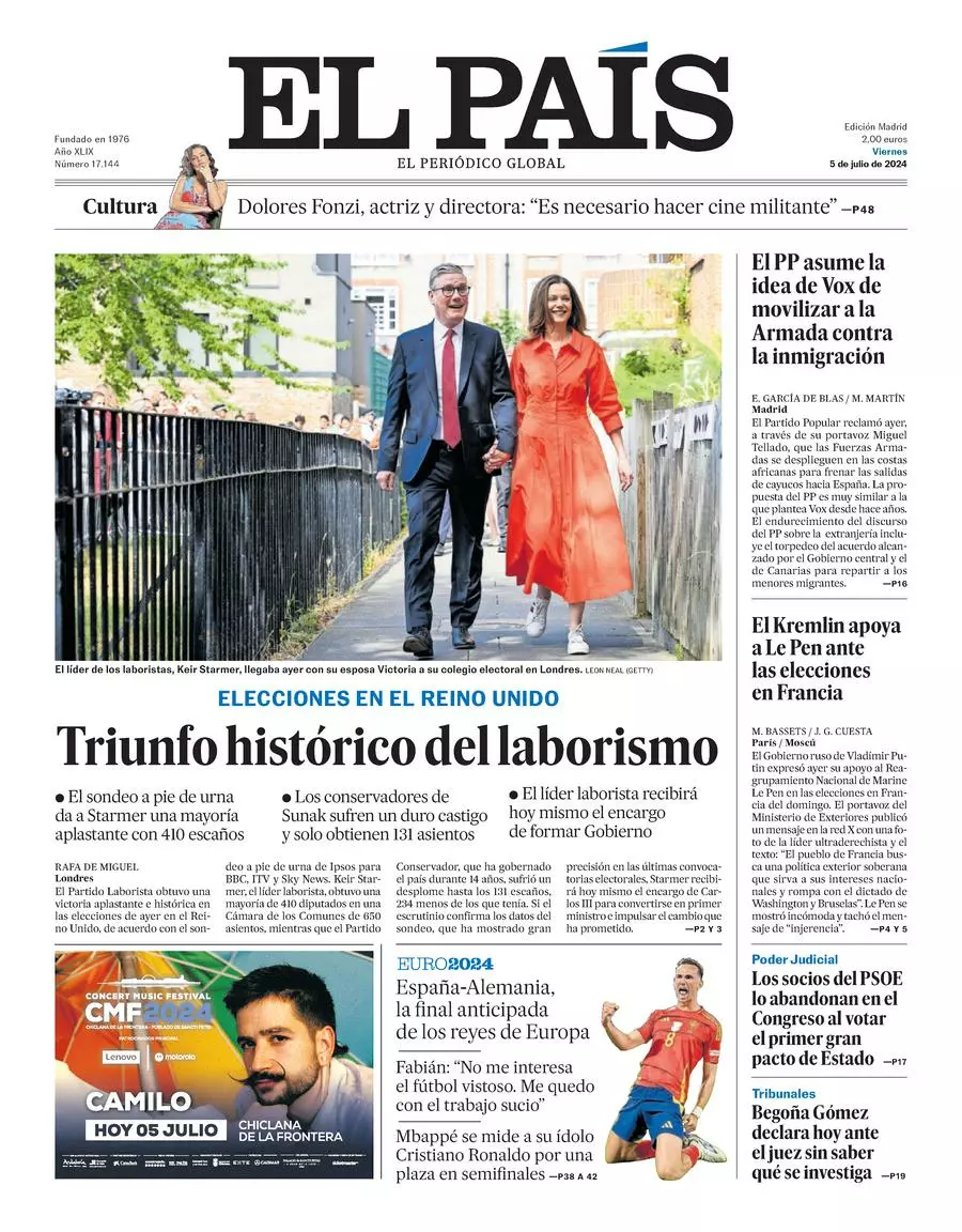 Prima-pagina-el-pais-edizione-di-oggi-05-07-2024