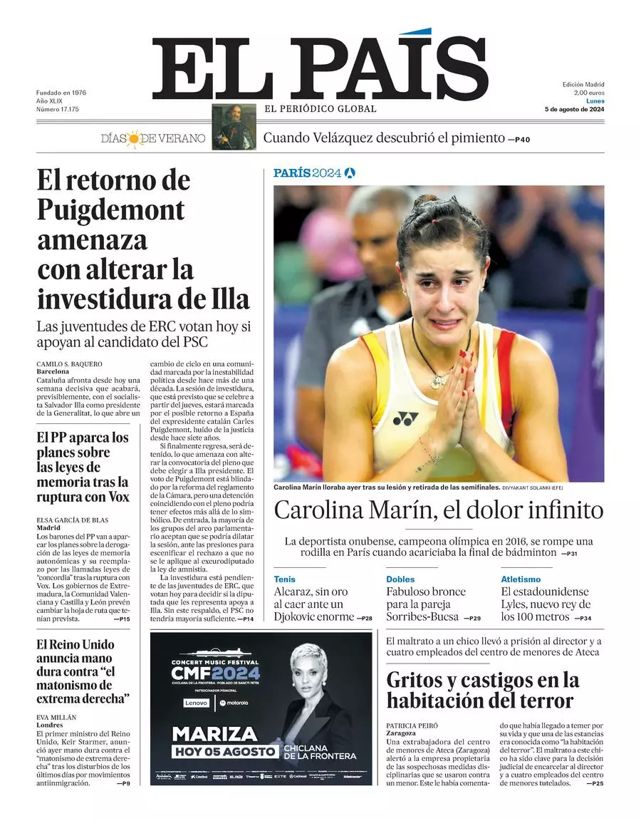 Prima-pagina-el-pais-edizione-di-oggi-05-08-2024