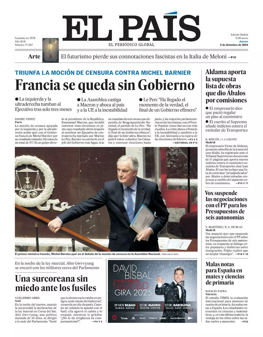 Prima-pagina-el-pais-edizione-di-oggi-05-12-2024