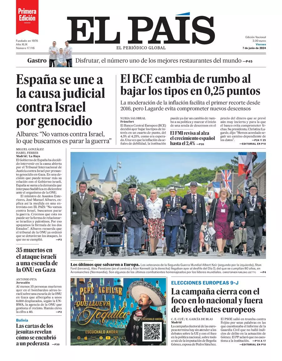 Prima-pagina-el-pais-edizione-di-oggi-07-06-2024