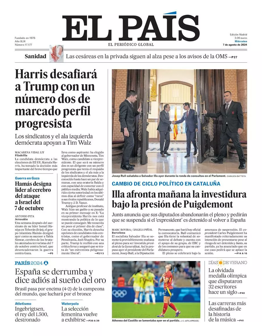 Prima-pagina-el-pais-edizione-di-oggi-07-08-2024