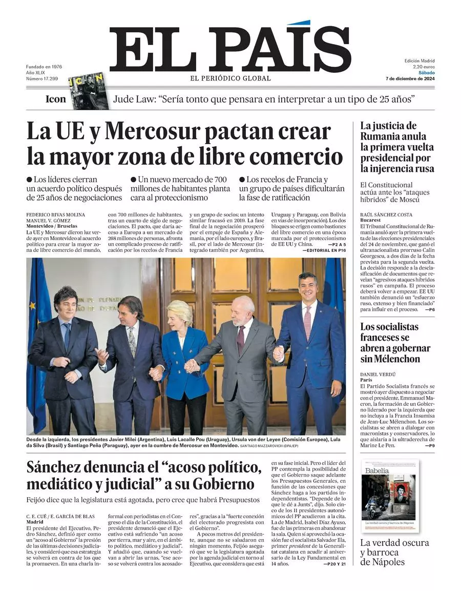 Prima-pagina-el-pais-edizione-di-oggi-07-12-2024