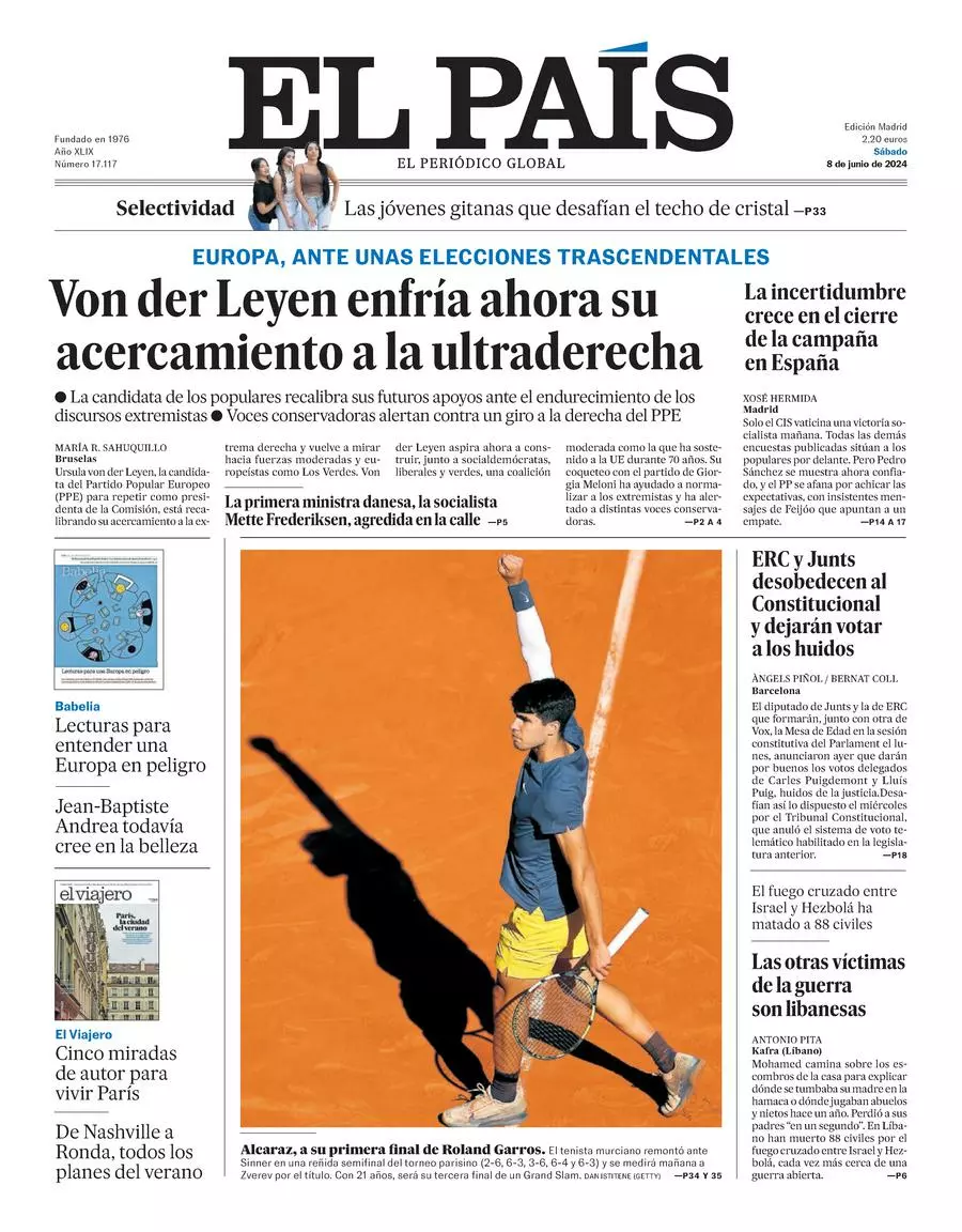 Prima-pagina-el-pais-edizione-di-oggi-08-06-2024