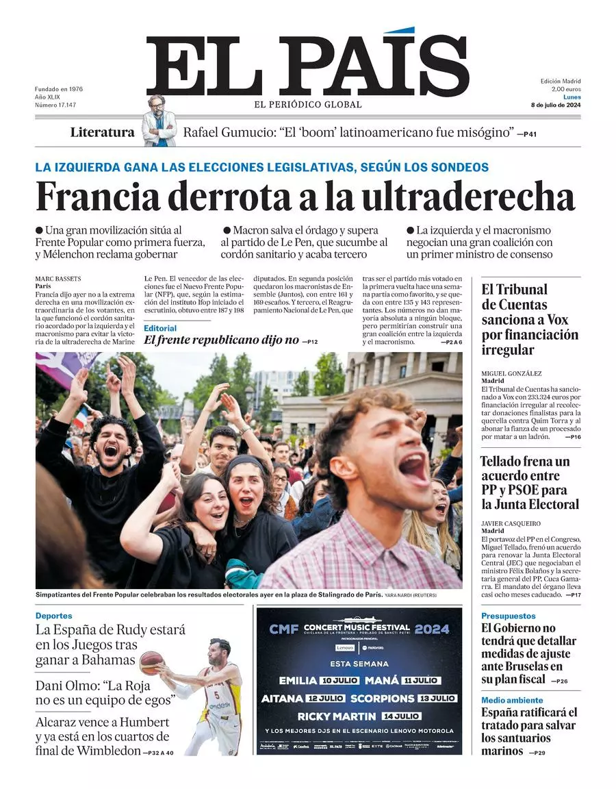 Prima-pagina-el-pais-edizione-di-oggi-08-07-2024